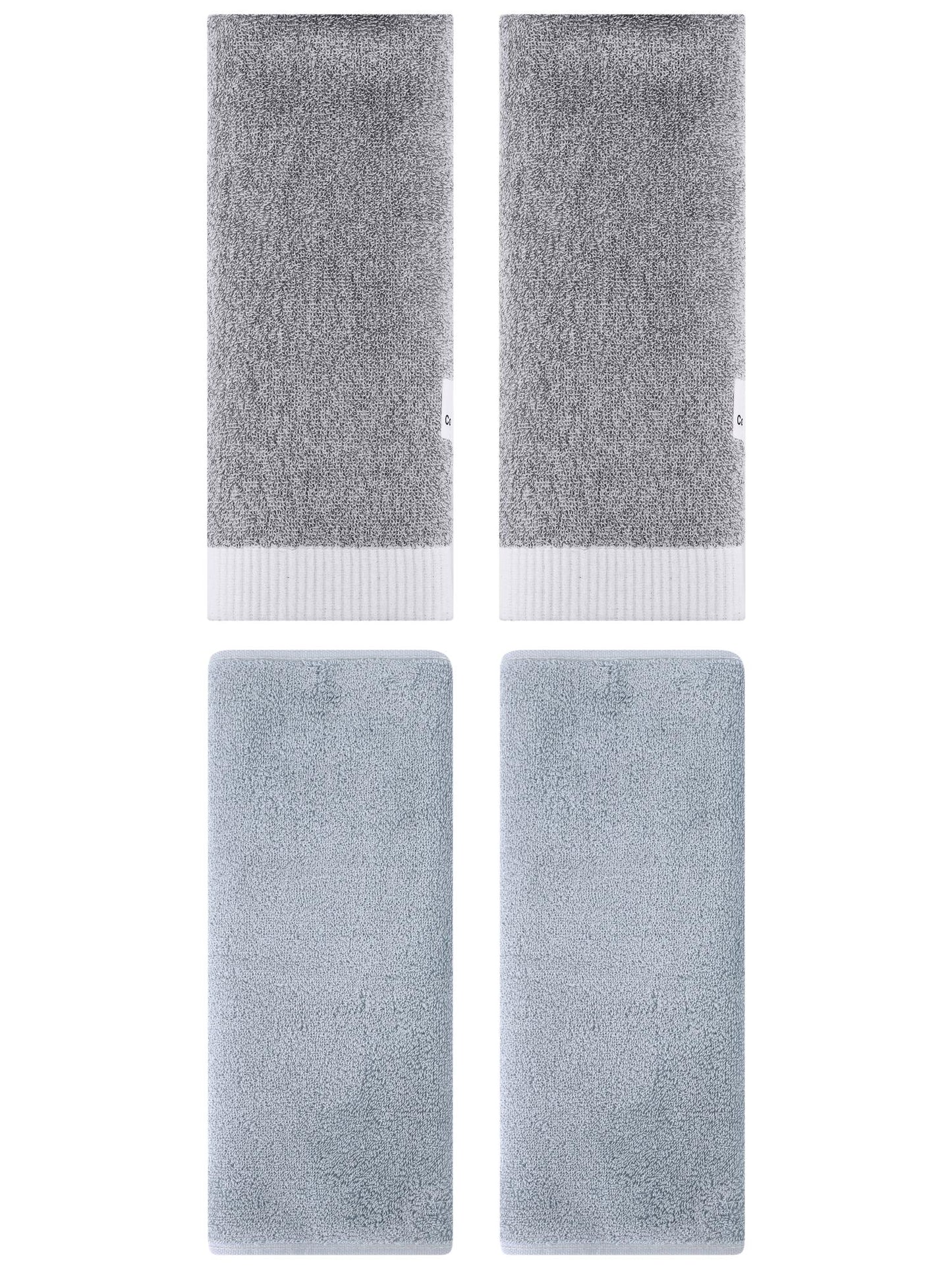 Unique Bargains 4 Pcs Soft Hand Towel Set Light Grey/Grey 13" x 30"/13" x 29"