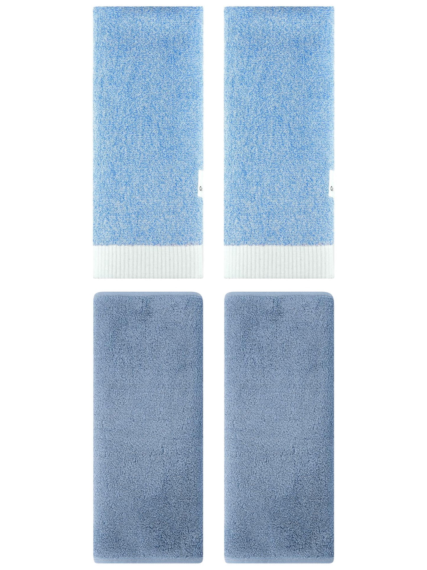 Unique Bargains 4 Pcs Soft Hand Towel Set Light Steel Blue/Blue 13" x 30"/13" x 29"