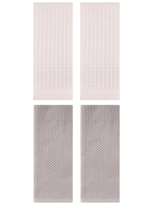 Unique Bargains 4 Pcs Soft Waffle Hand Towel Camel/Beige 13" x 30"/14" x 30"
