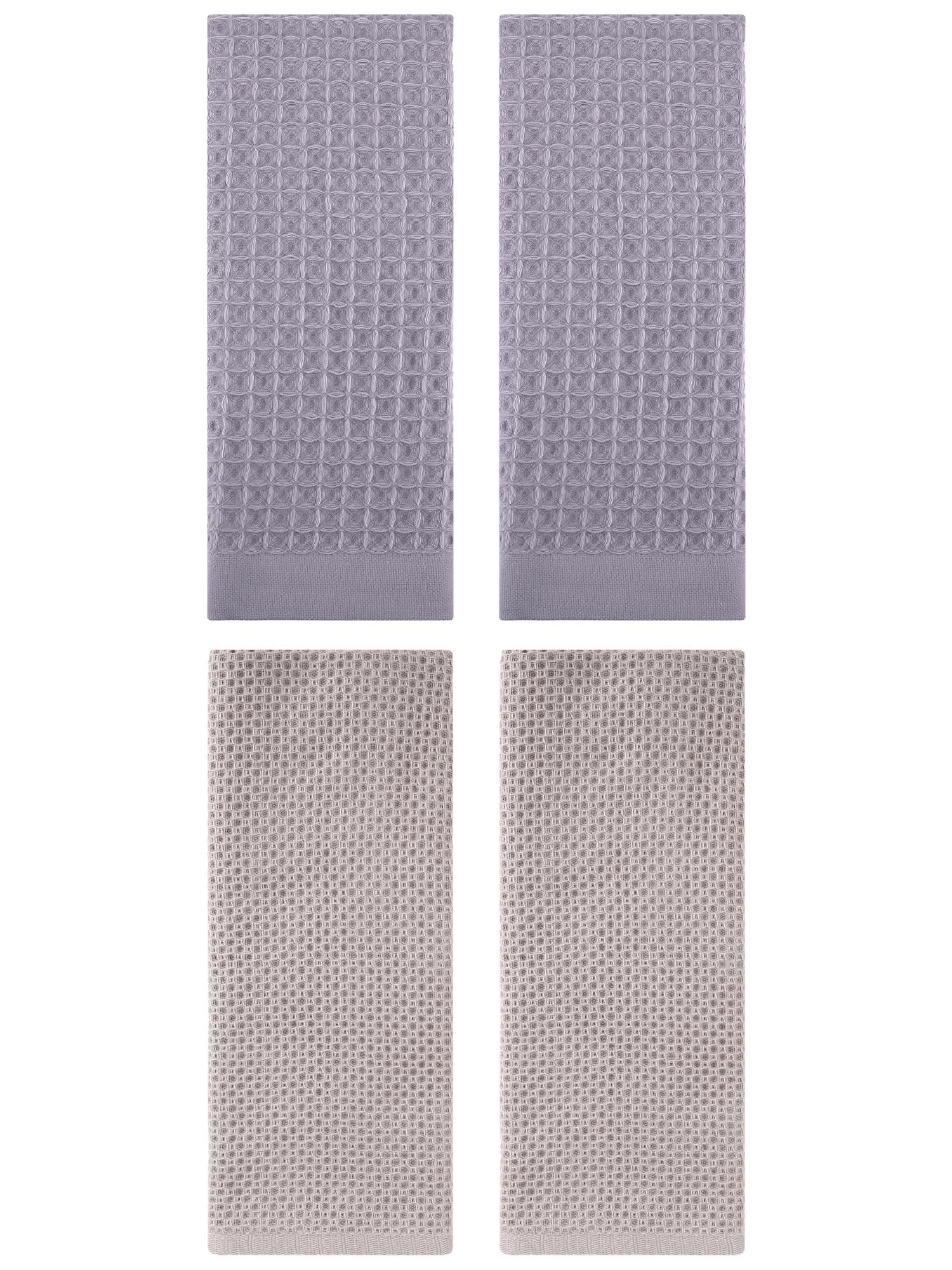 Unique Bargains 4 Pcs Soft Waffle Hand Towel Camel/Grey 13" x 30"/14" x 30"