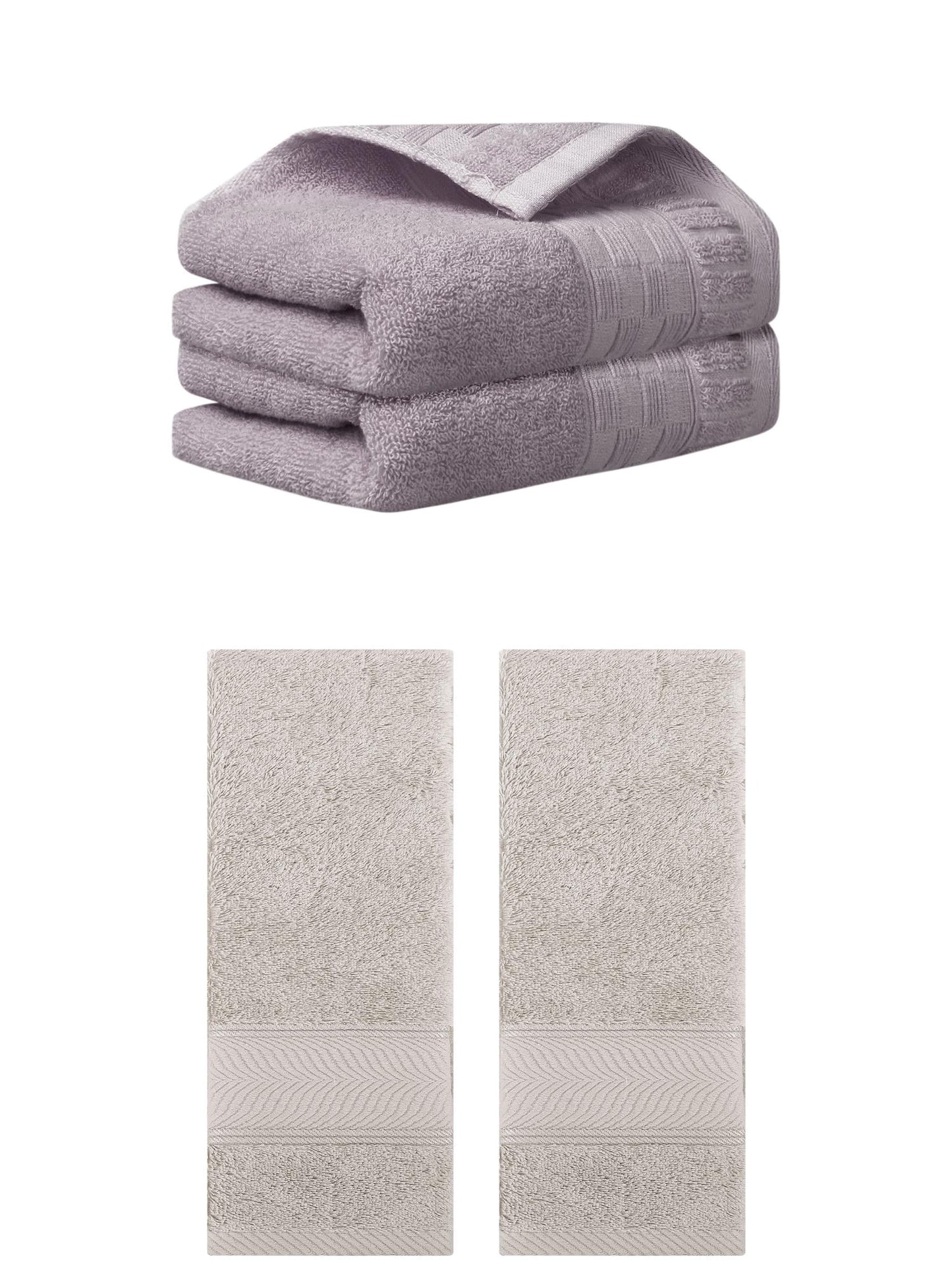 Unique Bargains 4 Pcs Solid Hand Towel 14" x 30" Purple/Light Brown