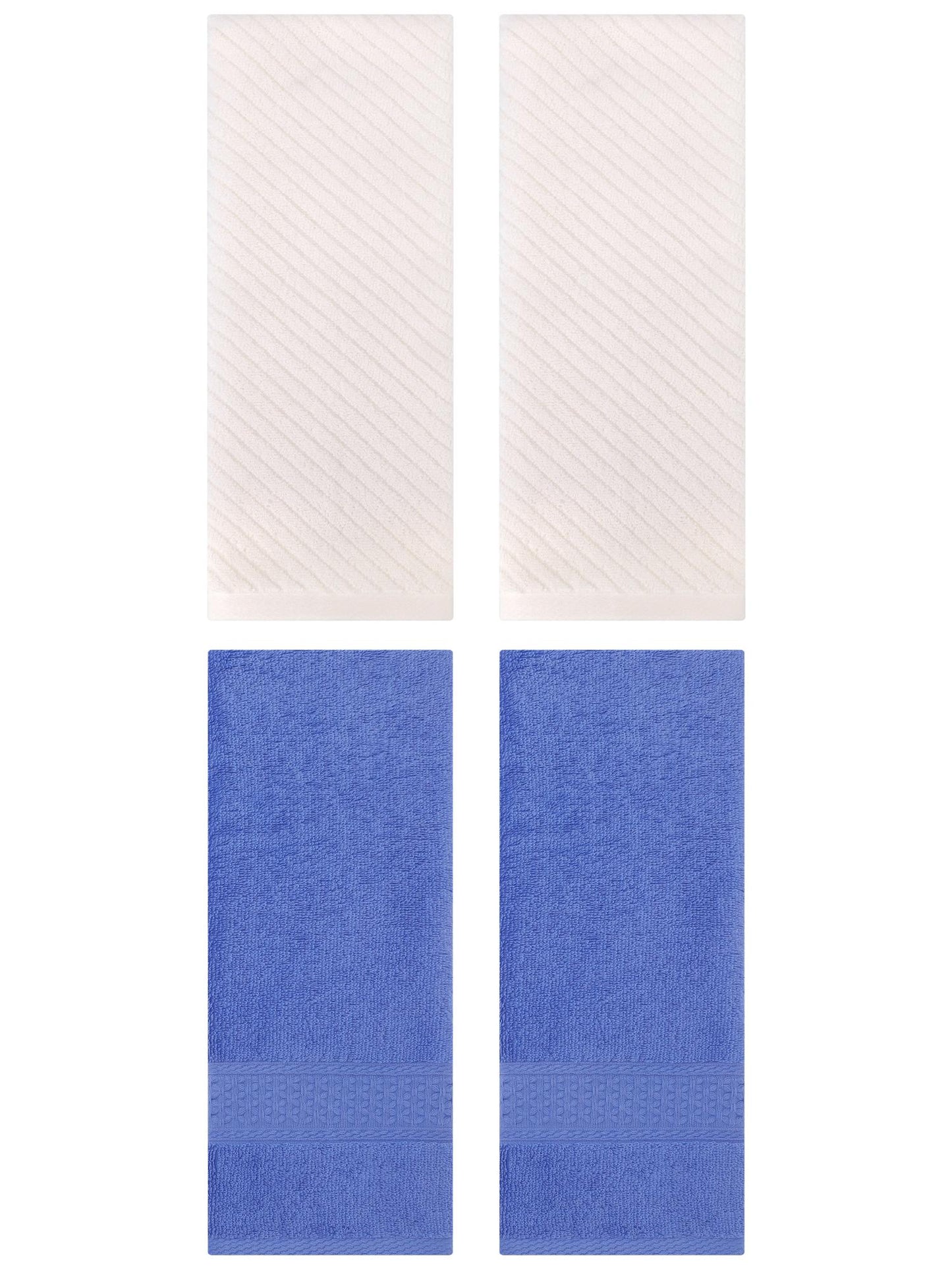 Unique Bargains 4 Pcs Solid Soft Bathroom Hand Towel Blue/Beige 13" x 30"/14" x 30"