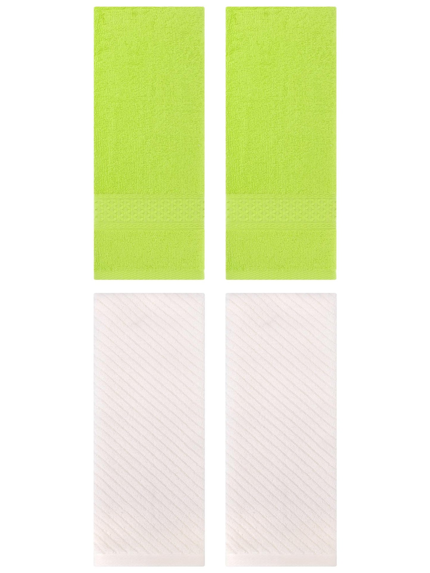 Unique Bargains 4 Pcs Solid Soft Bathroom Hand Towel Light Green/Beige 13" x 30"/14" x 30"