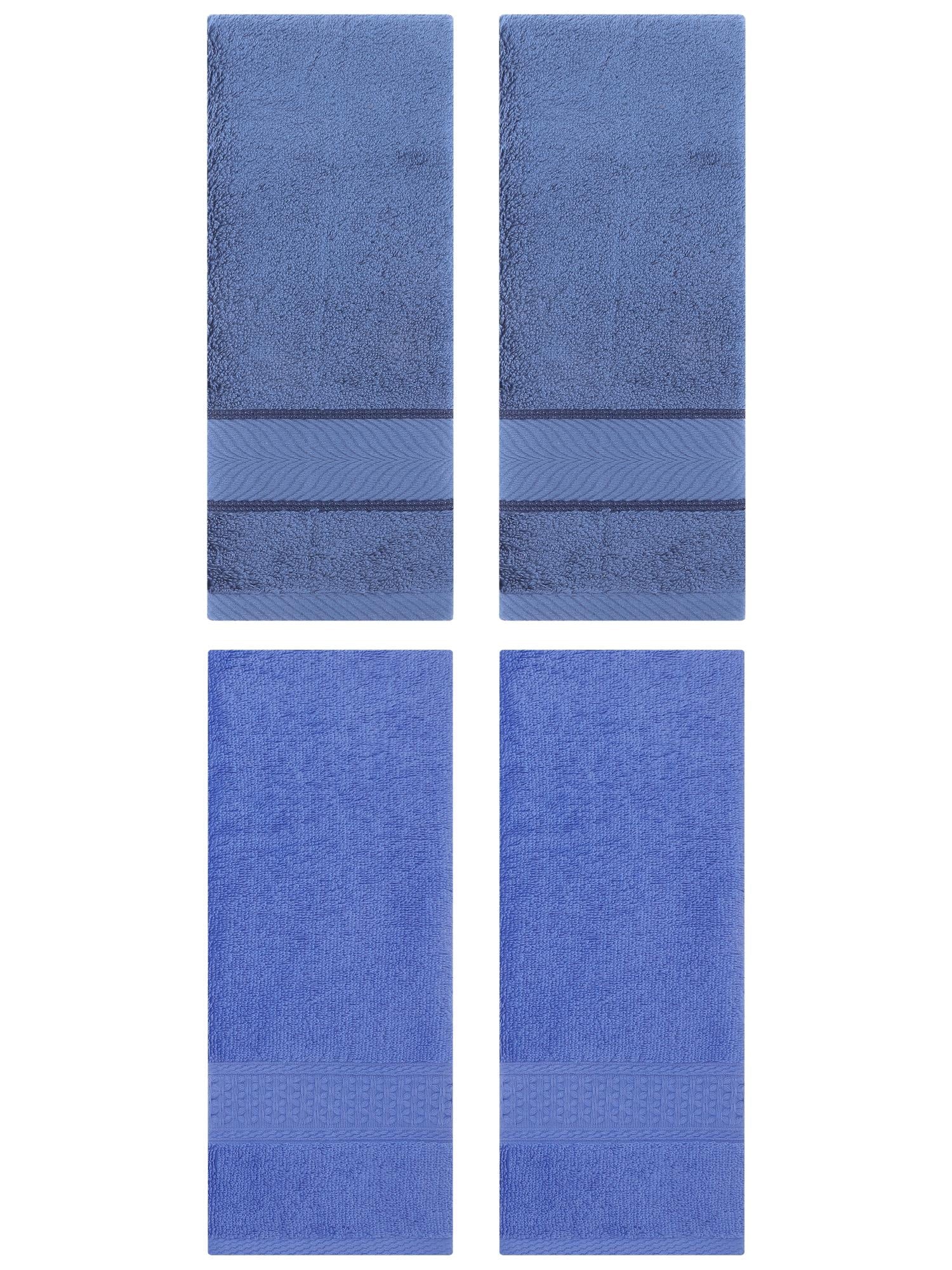 Unique Bargains 4 Pcs Solid Soft Hand Towel Blue/Light Blue 13" x 30"/14" x 30"