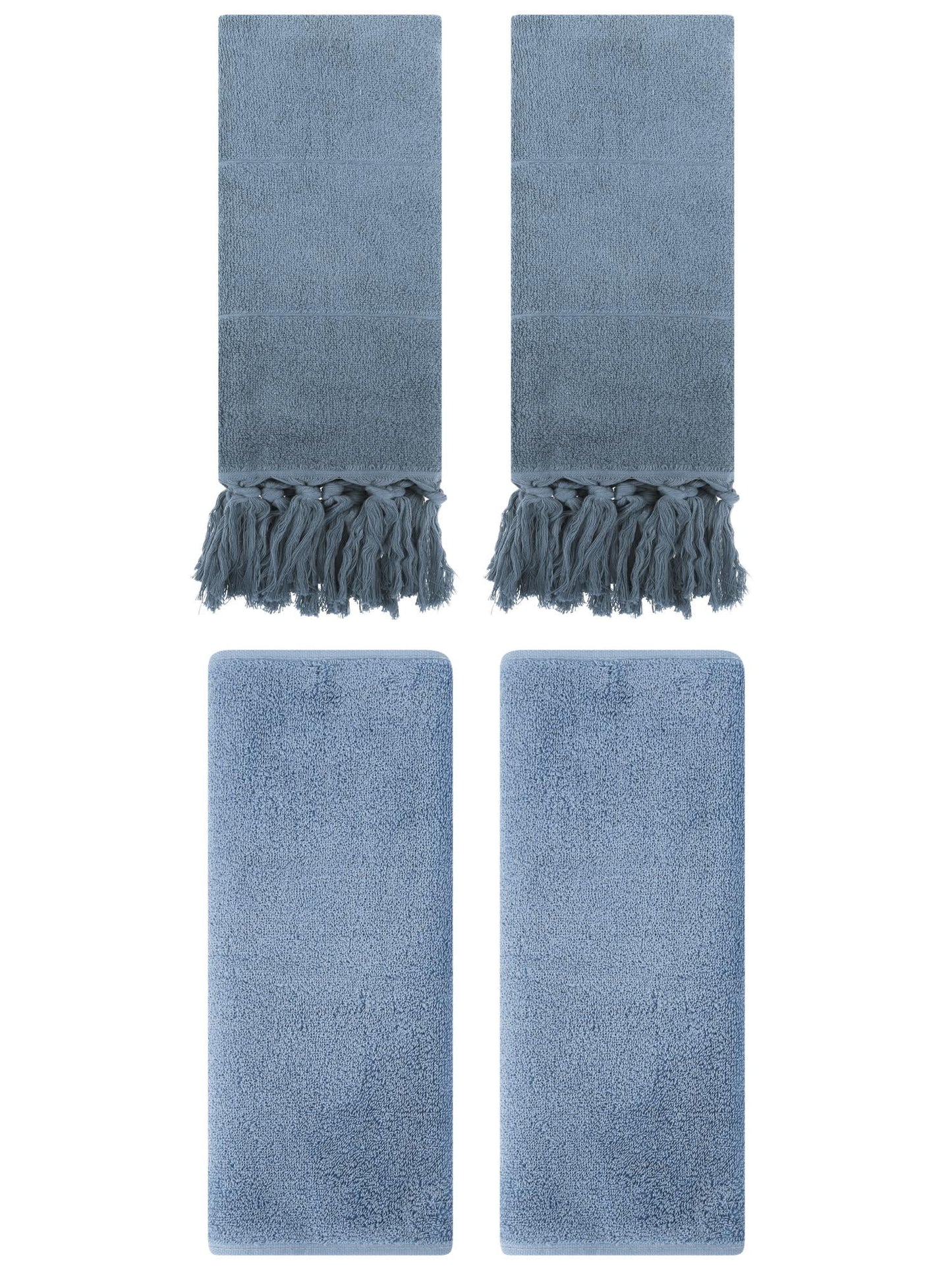 Unique Bargains 4 Pcs Solid Soft Hand Towels Blue/Light Steel Blue 14" x 30"/13" x 30"