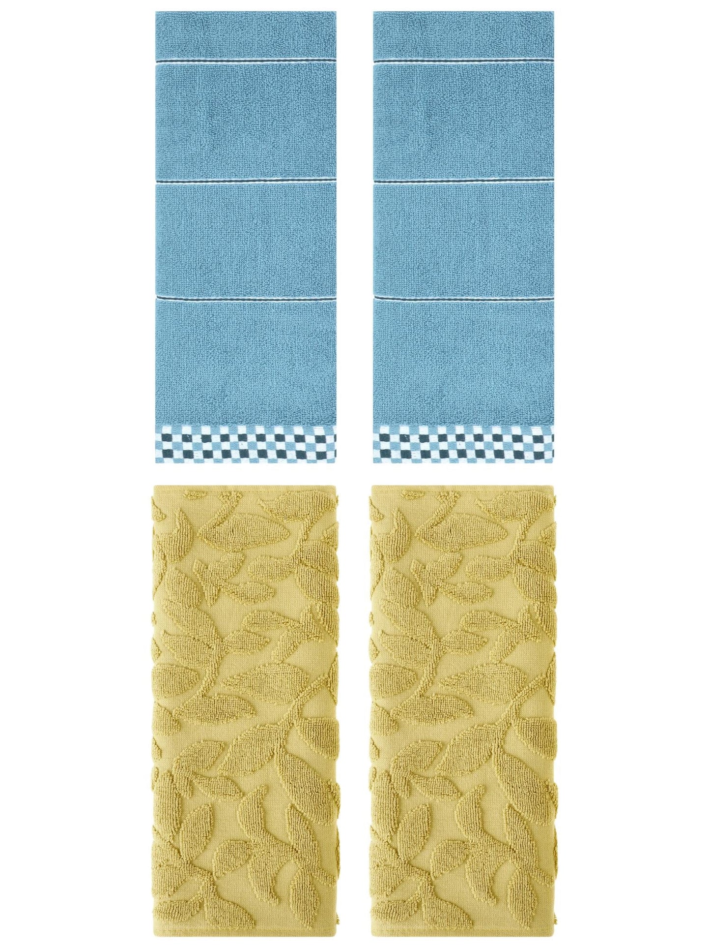 Unique Bargains 4 Pcs Striped Absorbent Soft Towels 14 x 30 Inch Blue/Yellow