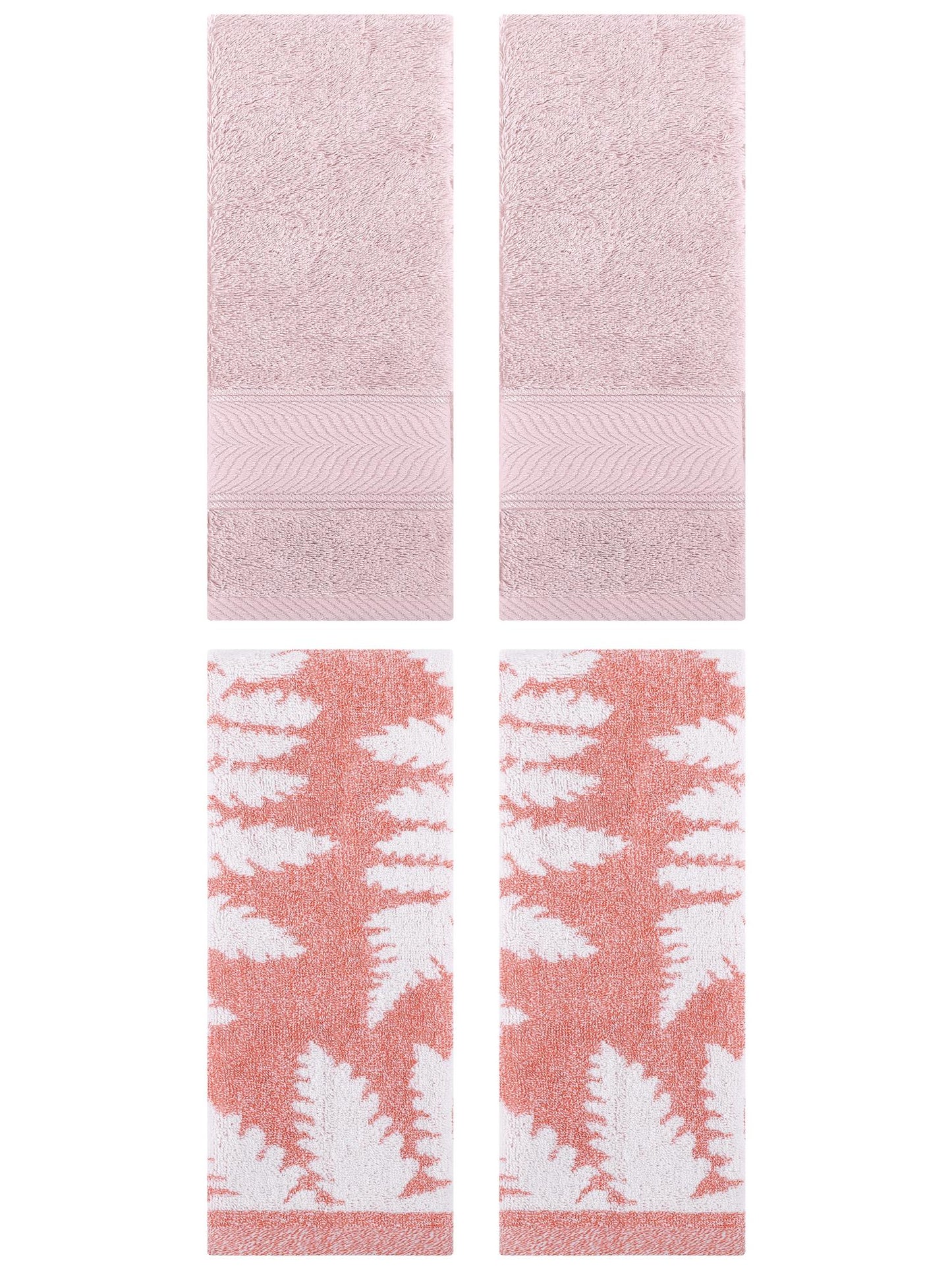 Unique Bargains 4 Pcs Striped Cotton Soft Hand Light Pink/Pink 14" x 30"/13" x 29"