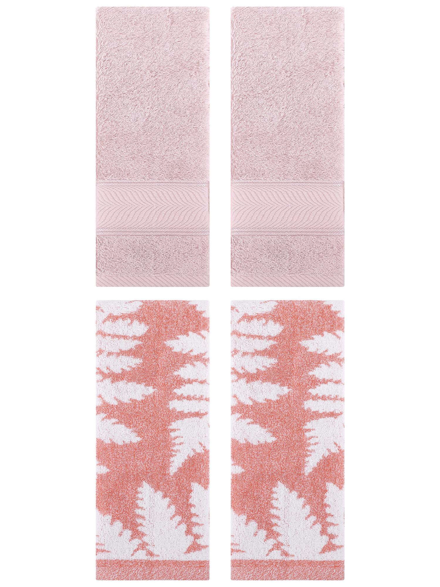 Unique Bargains 4 Pcs Striped Cotton Soft Hand Light Pink/Pink 14" x 30"/13" x 29"