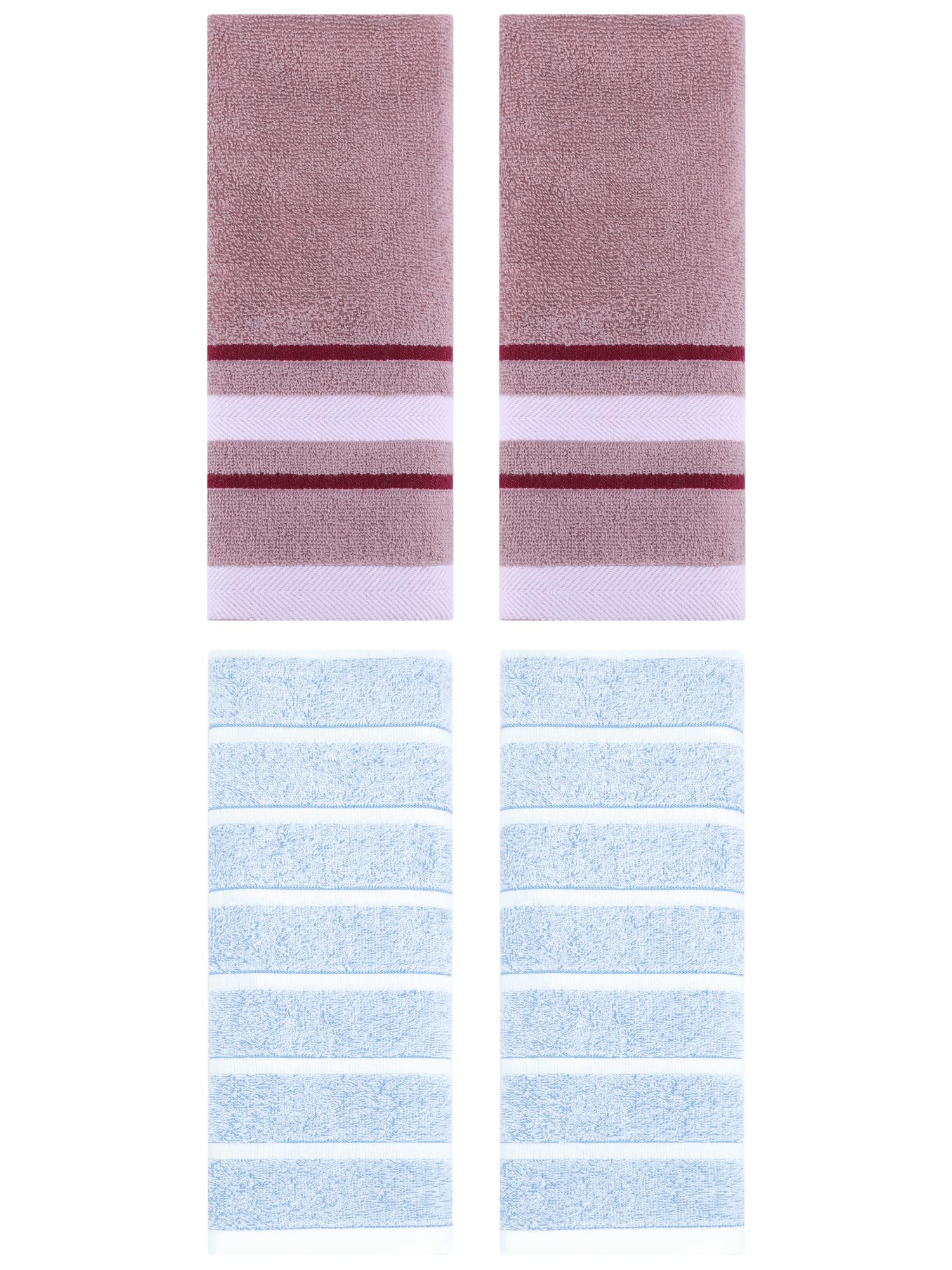 Unique Bargains 4 Pcs Striped Hand Towel 13 x 29 Inch Blue/Purple