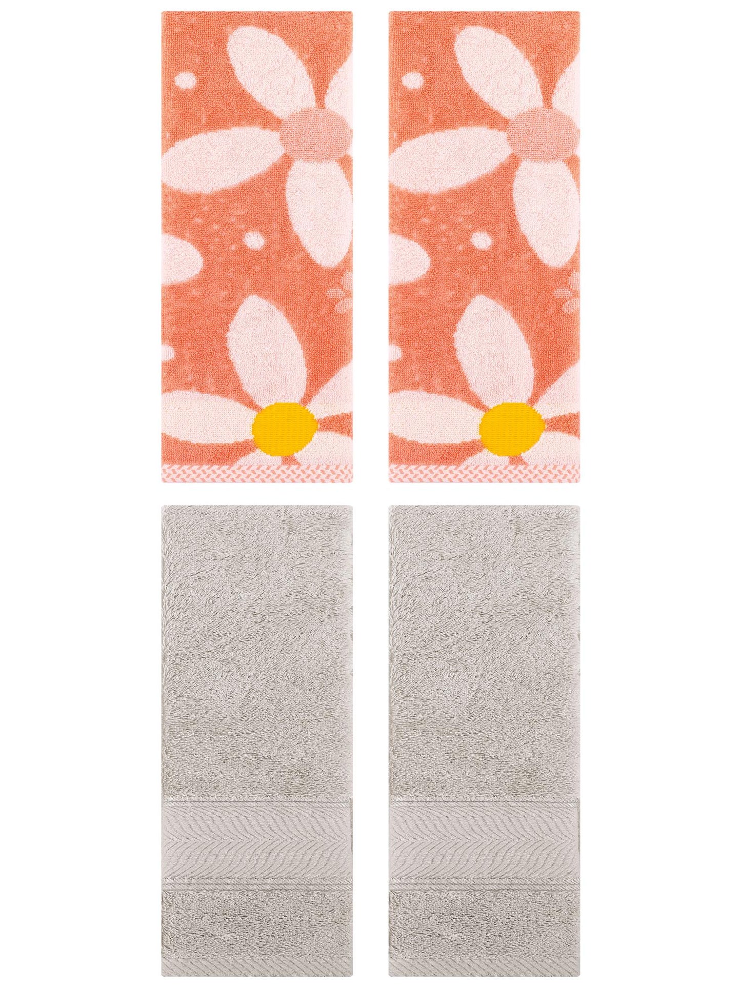 Unique Bargains 4 Pcs Striped Hand Towel Light Brown/Orange 14" x 30"/13" x 29"