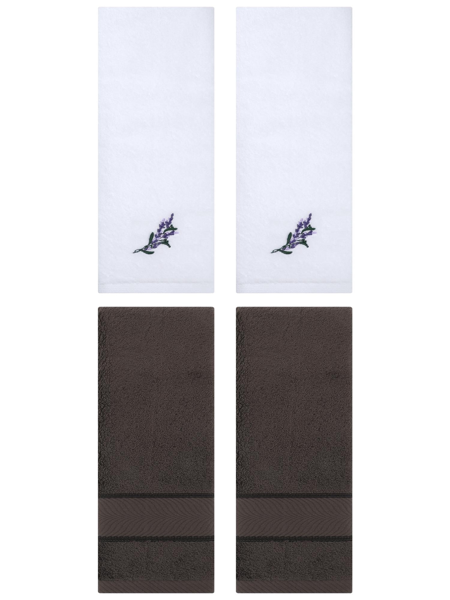 Unique Bargains 4 Pcs Striped Hand Towel Set Dark Brown/White 14" x 30"/13" x 29"