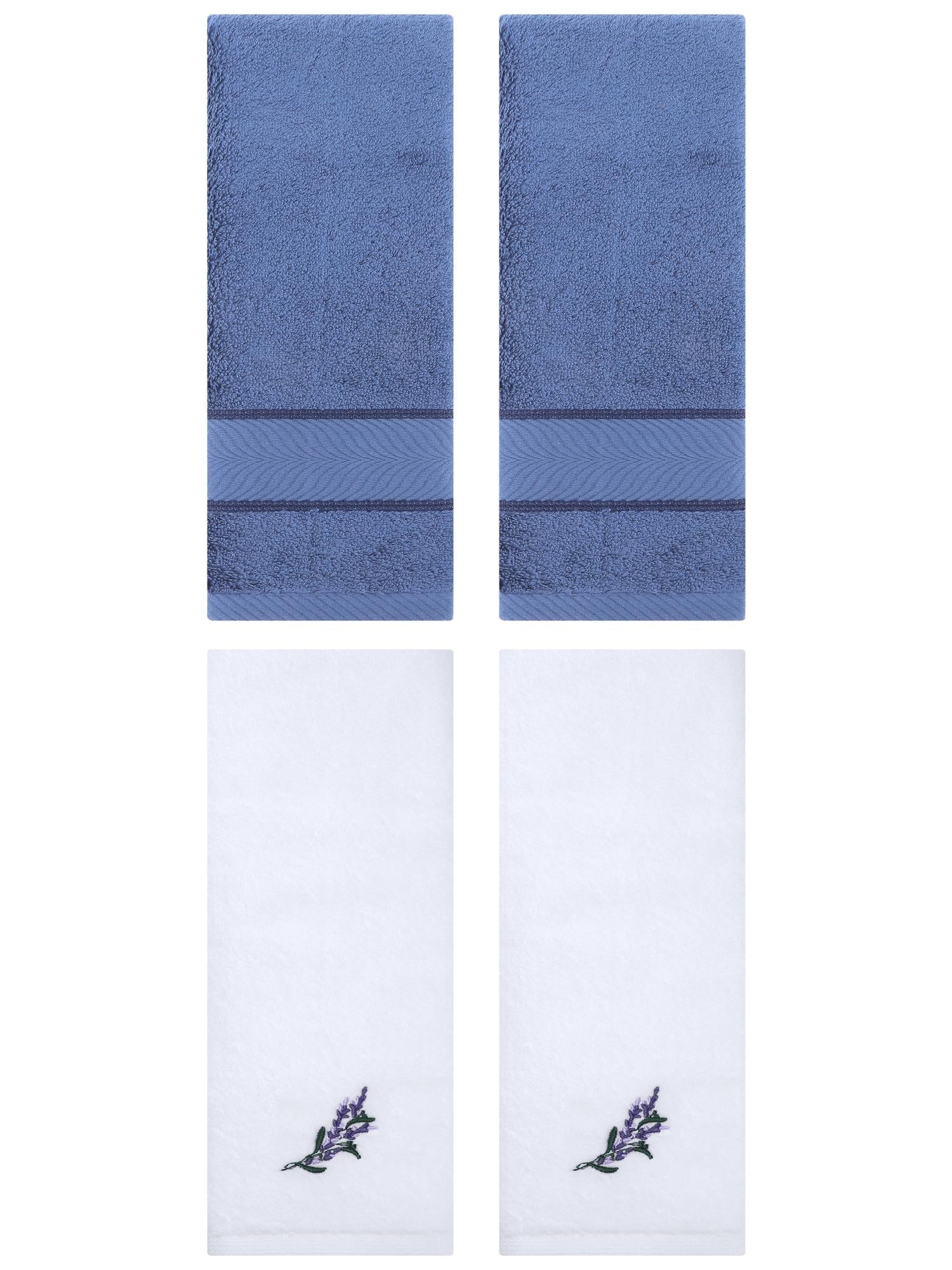 Unique Bargains 4 Pcs Striped Hand Towel Set Light Blue/White 14" x 30"/13" x 29"