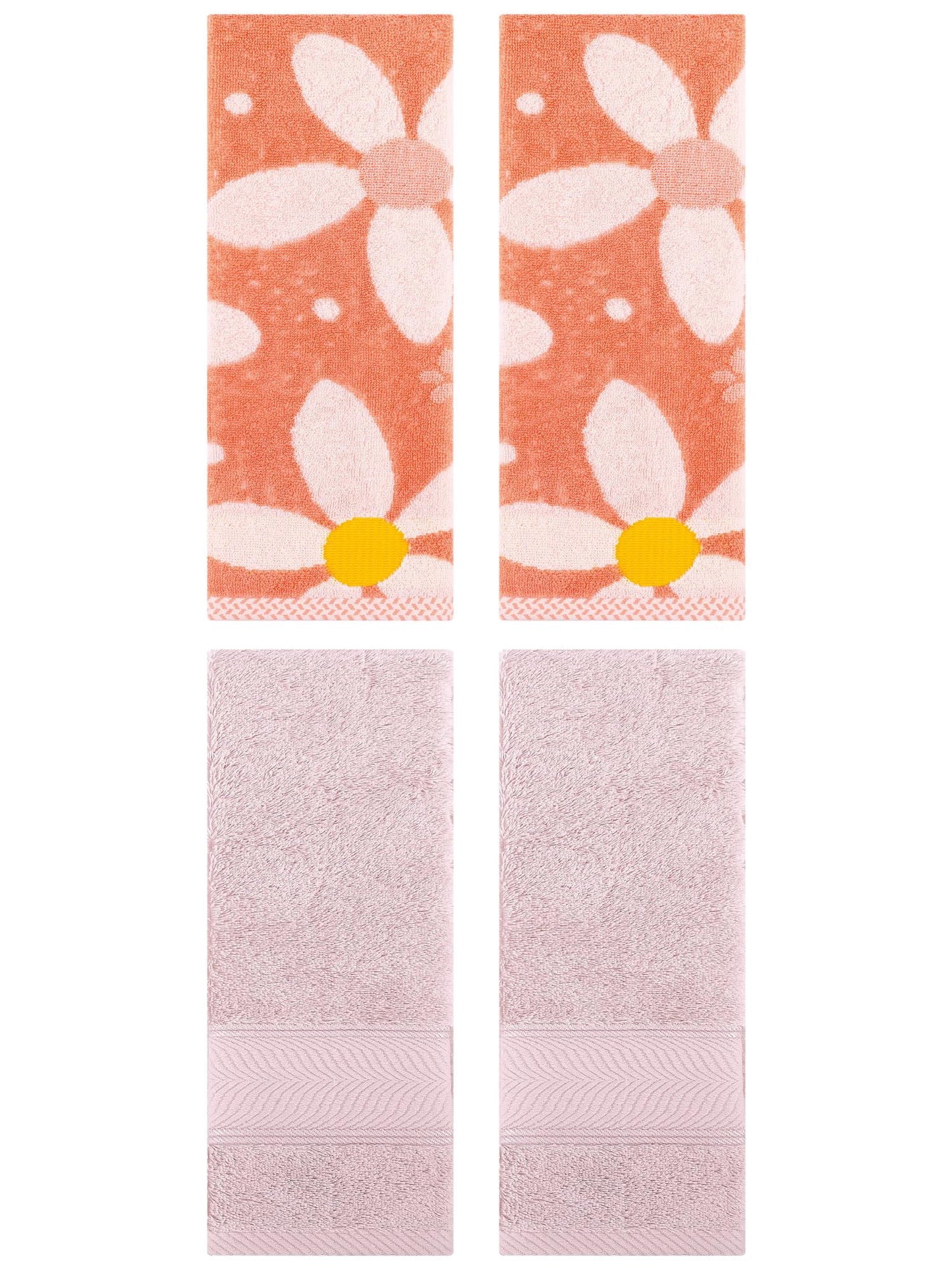 Unique Bargains 4 Pcs Soft Hand Towel Dark Brown/Orange 14" x 30"/13" x 29"