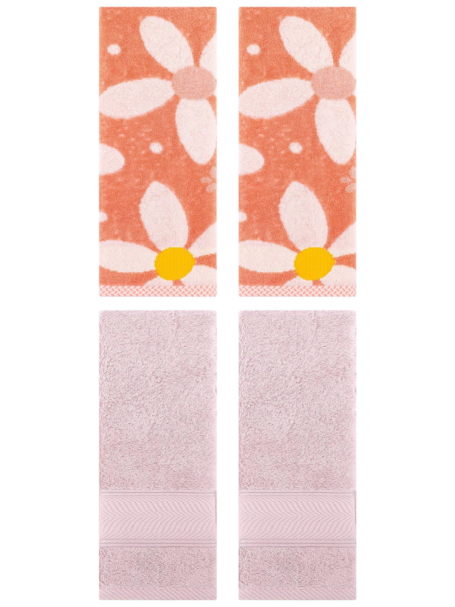 Unique Bargains 4 Pcs Soft Hand Towel Dark Brown/Orange 14" x 30"/13" x 29"