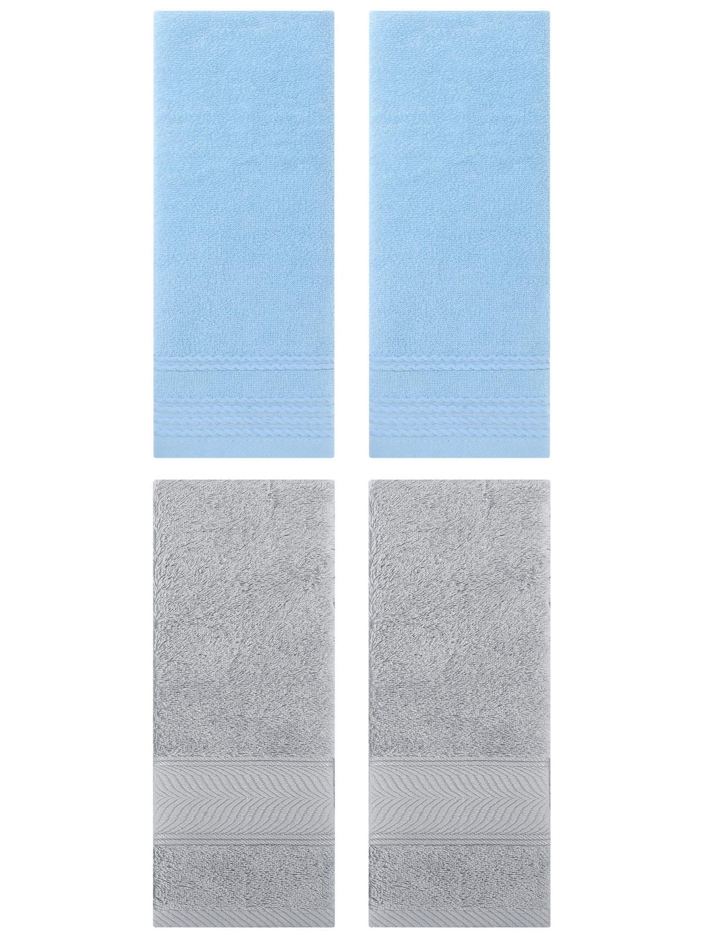 Unique Bargains 4 Pcs Striped Quick Drying Non-Linting Hand Towel Blue/Light Grey