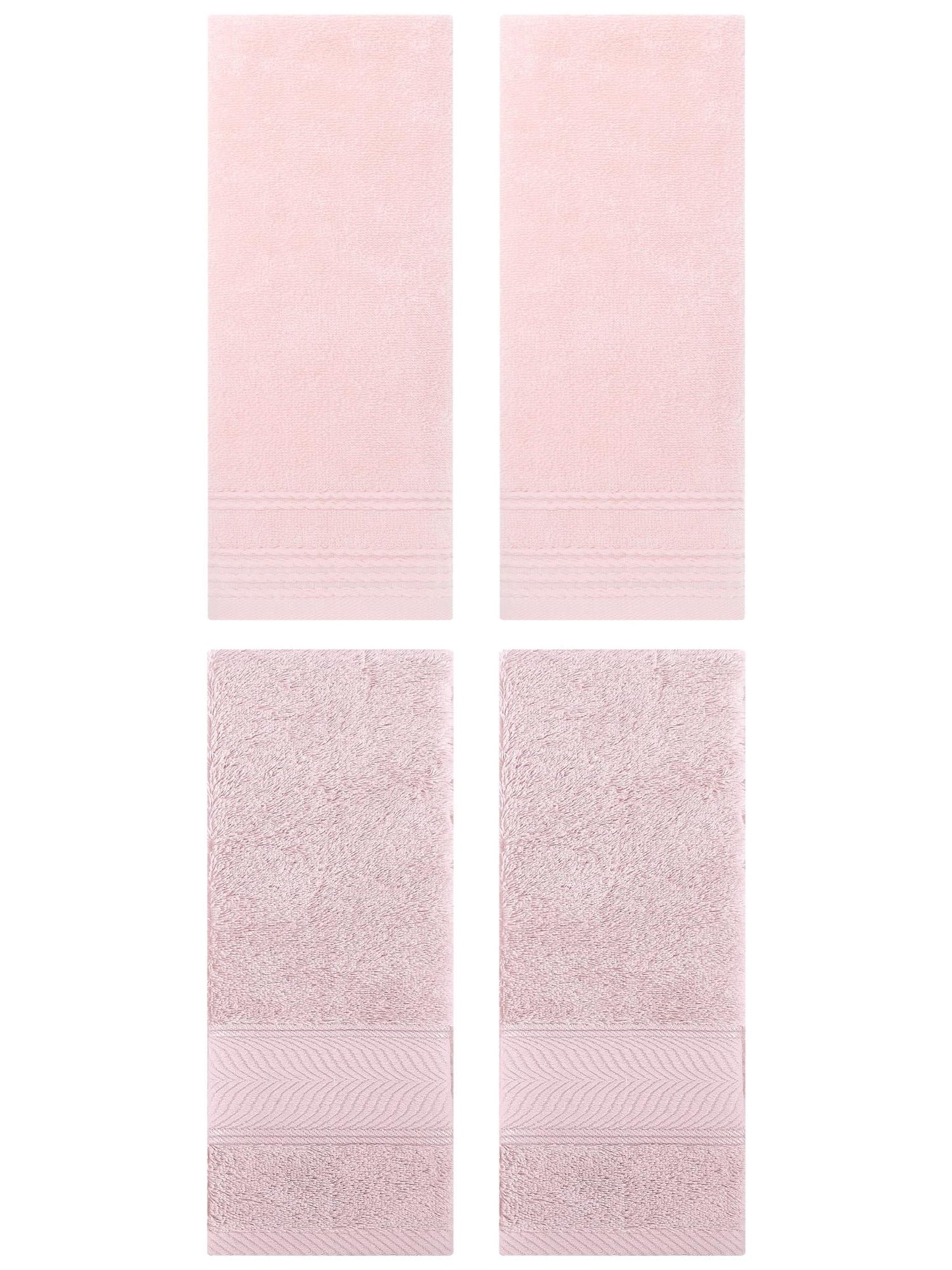 Unique Bargains 4 Pcs Striped Quick Drying Non-Linting Hand Towel Pink/Light Pink