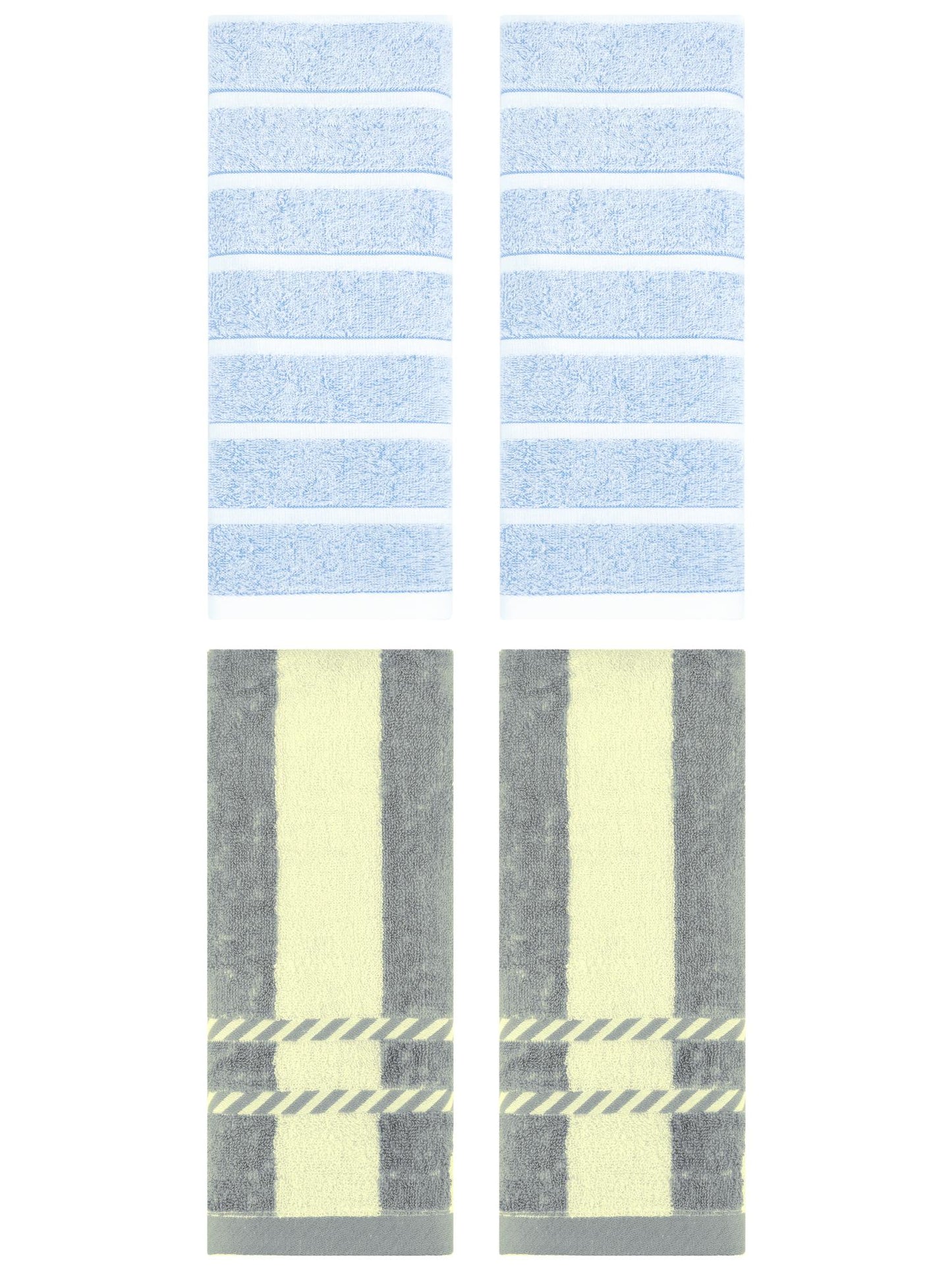 Unique Bargains 4 Pcs Striped Soft Hand Towel Set Blue/Grey 13" x 29"/15" x 35"