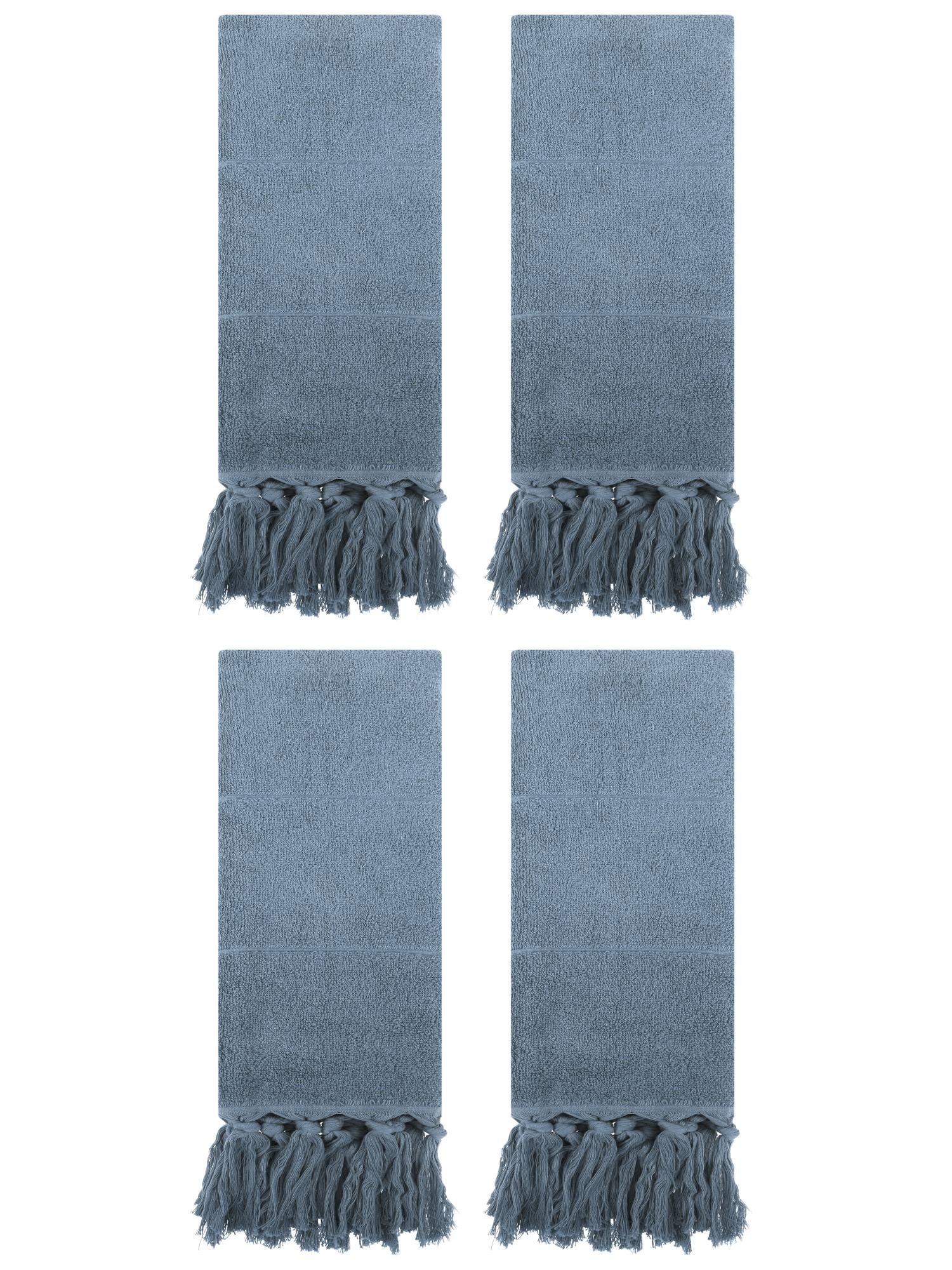 Unique Bargains 4 Pcs Turkish Hand Towels Blue 14" x 30"