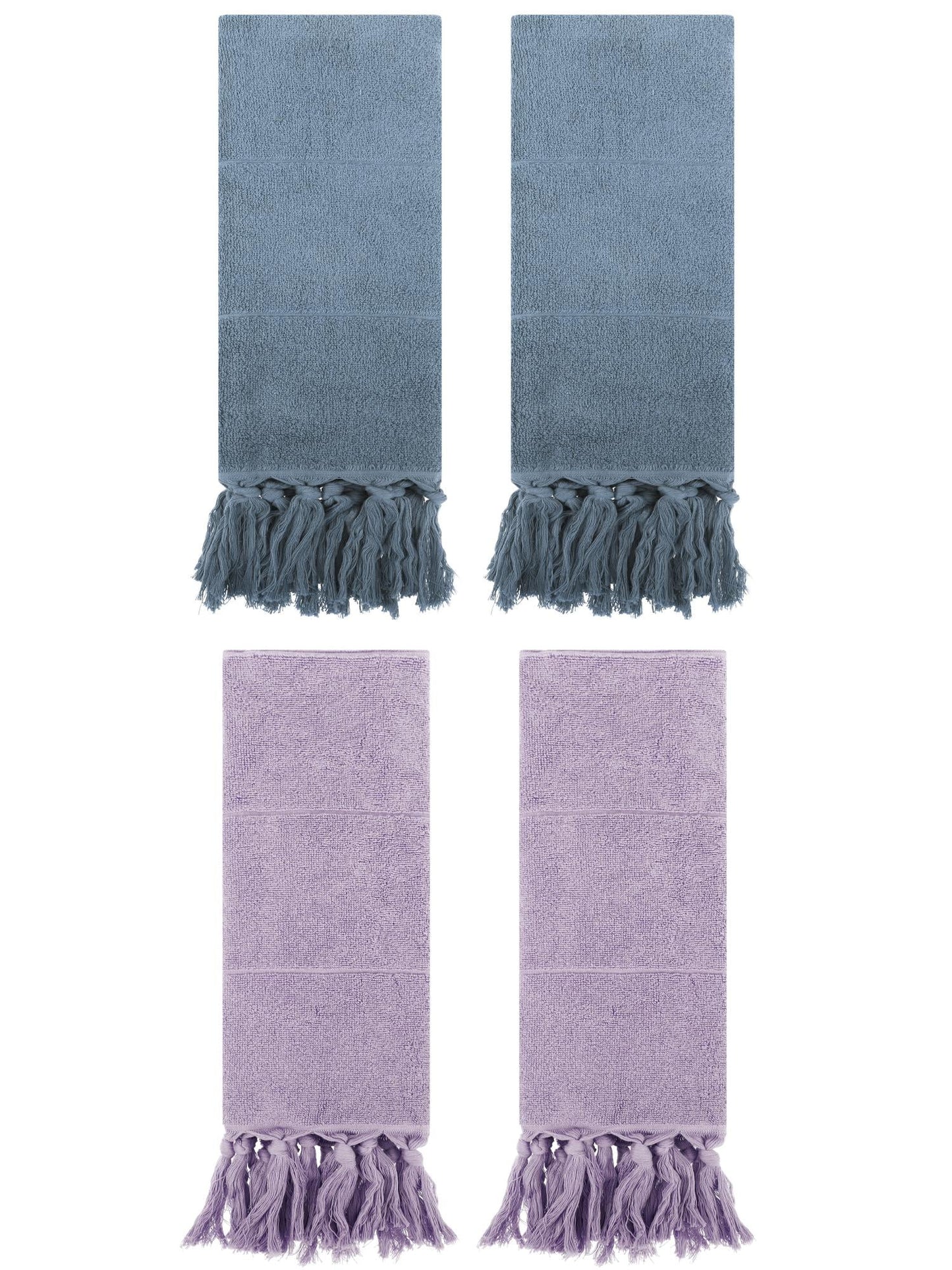 Unique Bargains 4 Pcs Turkish Hand Towels Blue/Purple 14" x 30"