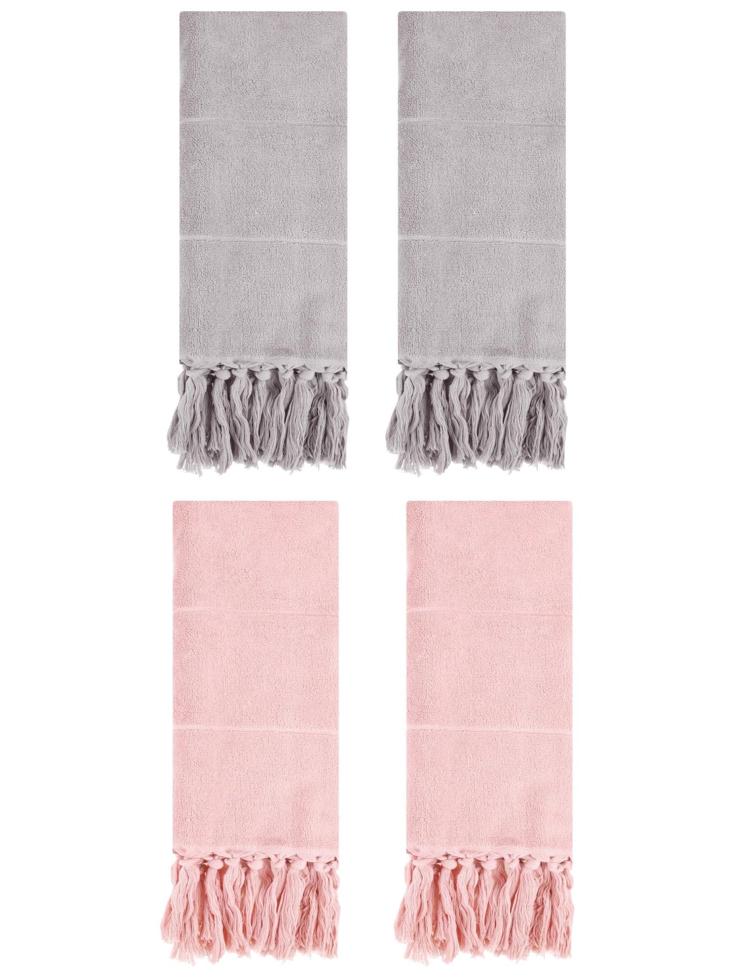 Unique Bargains 4 Pcs Turkish Hand Towels Grey/Pink 14" x 30"