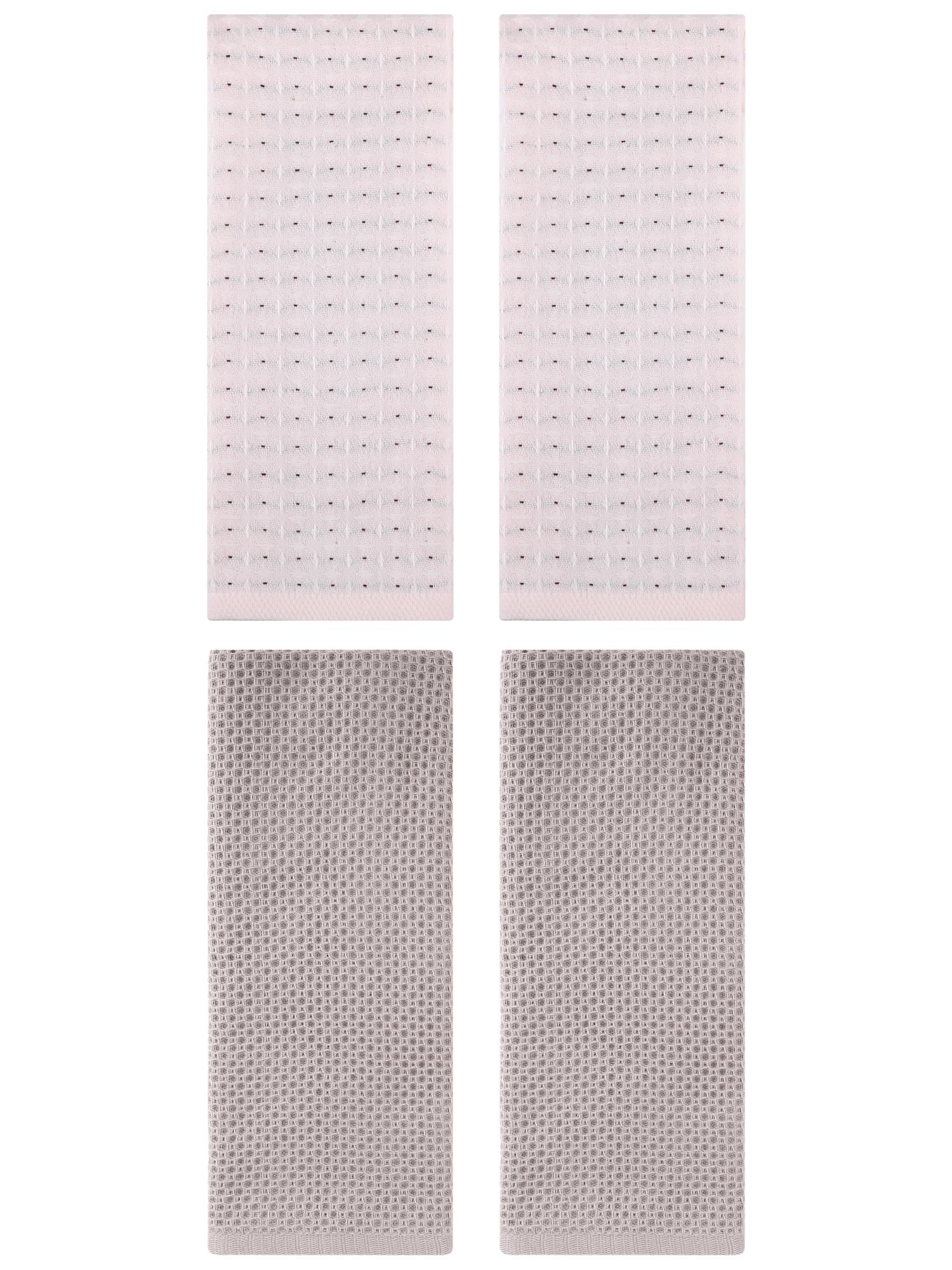 Unique Bargains 4 Pcs Waffle Soft Hand Towels Camel/Beige 13" x 30"/13" x 29"
