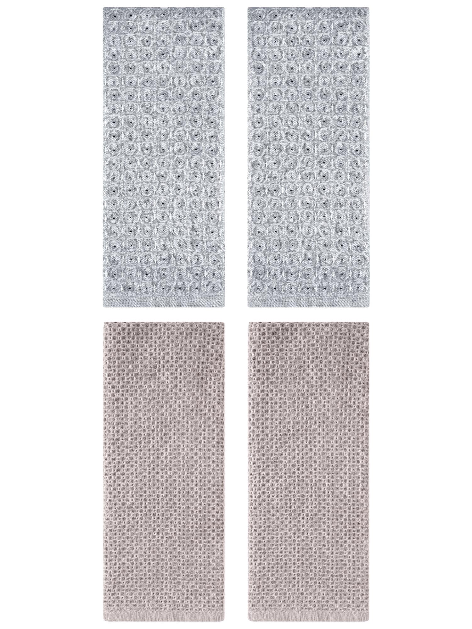 Unique Bargains 4 Pcs Waffle Soft Hand Towels Camel/Grey 13" x 30"/13" x 29"