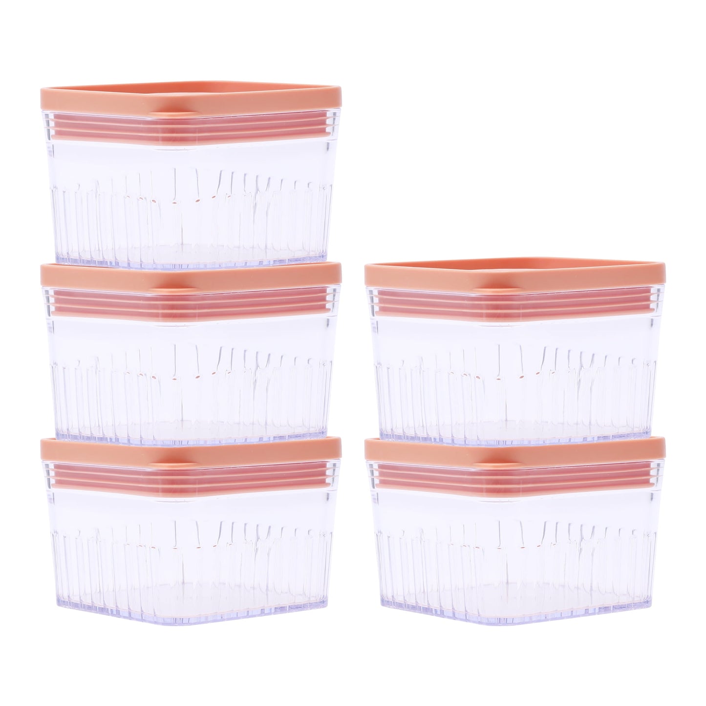 Unique Bargains 5 Pcs Airtight Food Storage Containers for Pantry Organization 10 oz Light Orange
