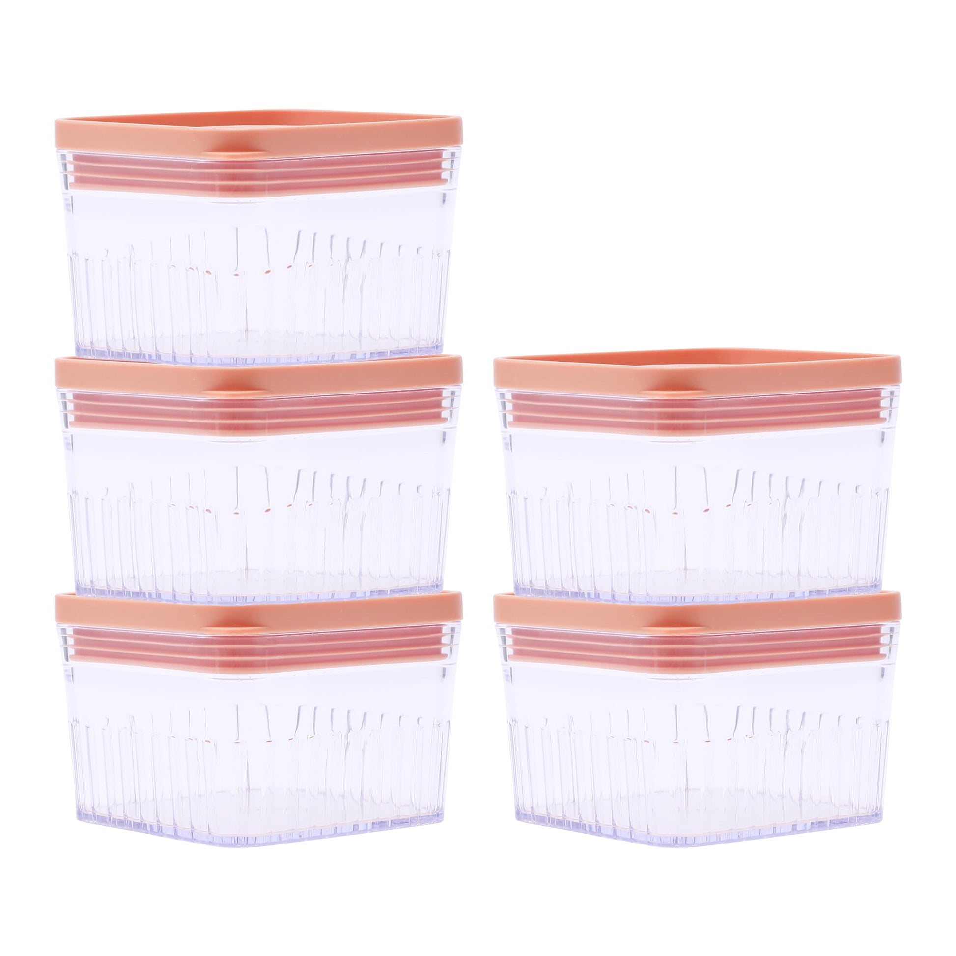 Unique Bargains 5 Pcs Airtight Food Storage Containers for Pantry Organization 10 oz Light Orange