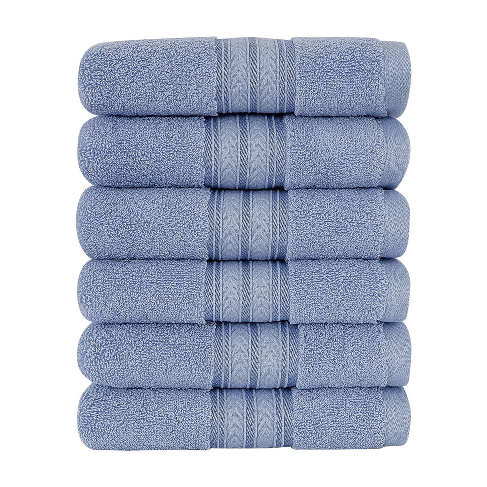 Unique Bargains 6-Pack 100% Cotton Absorbent Bathroom Towel Blue