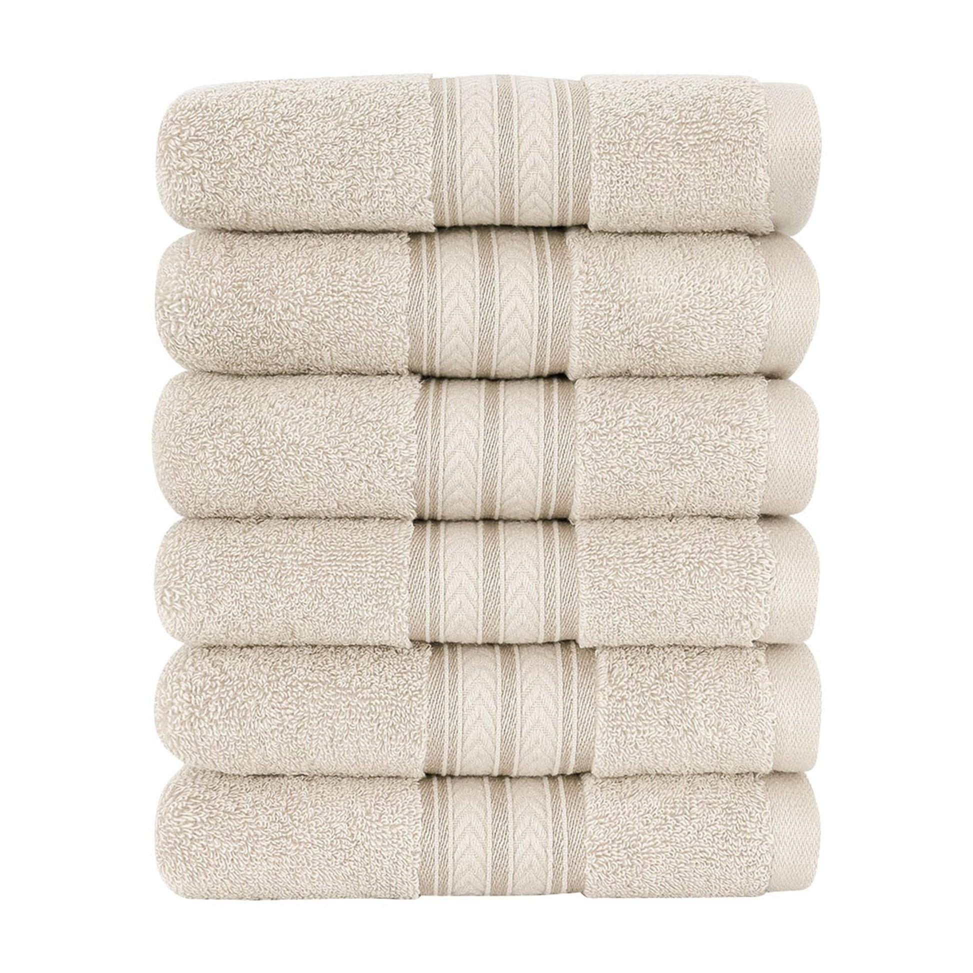 Unique Bargains 6-Pack 100% Cotton Absorbent Bathroom Towel Camel Color