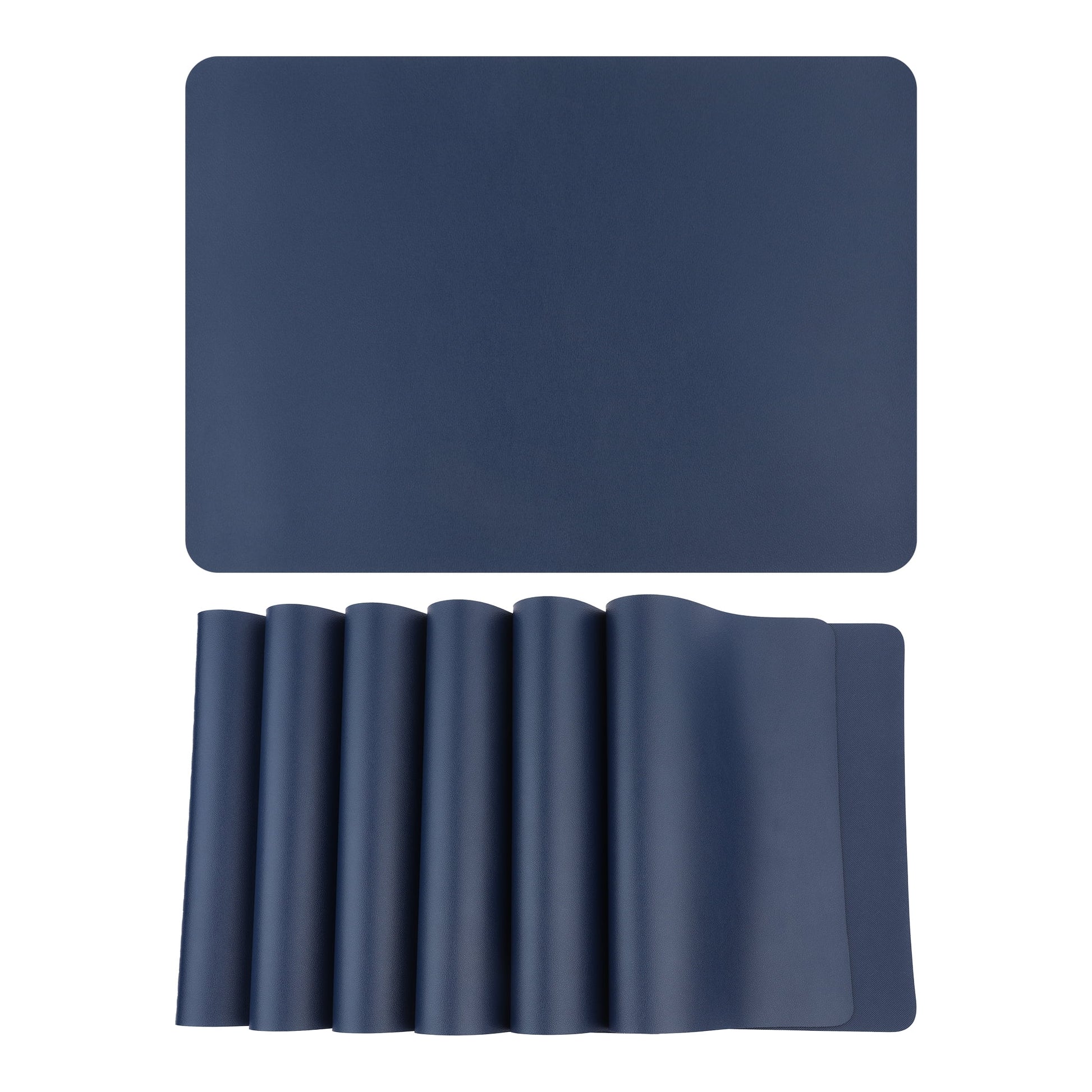 Unique Bargains 6 Pack Faux Leather Placemats for Kitchen Dining Table Decor Dark Blue 17"x12"