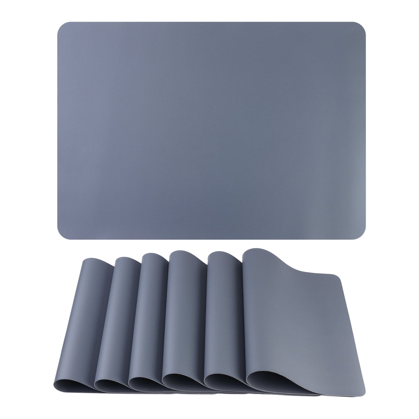 Unique Bargains 6 Pack Faux Leather Placemats for Kitchen Dining Table Decor Black