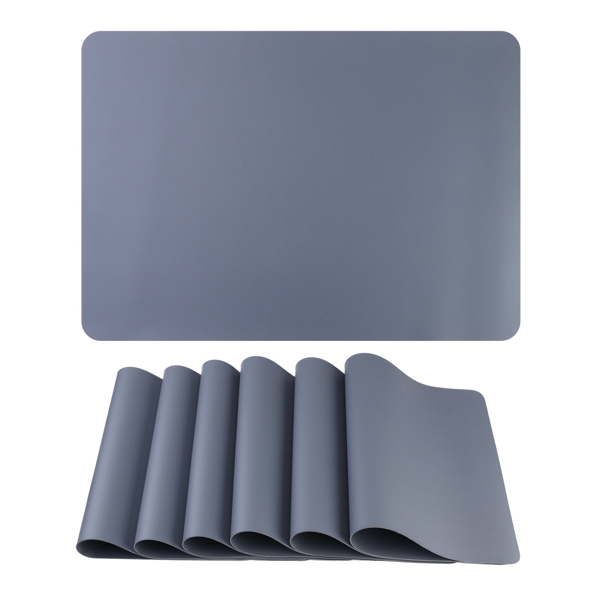Unique Bargains 6 Pack Faux Leather Placemats for Kitchen Dining Table Decor Black