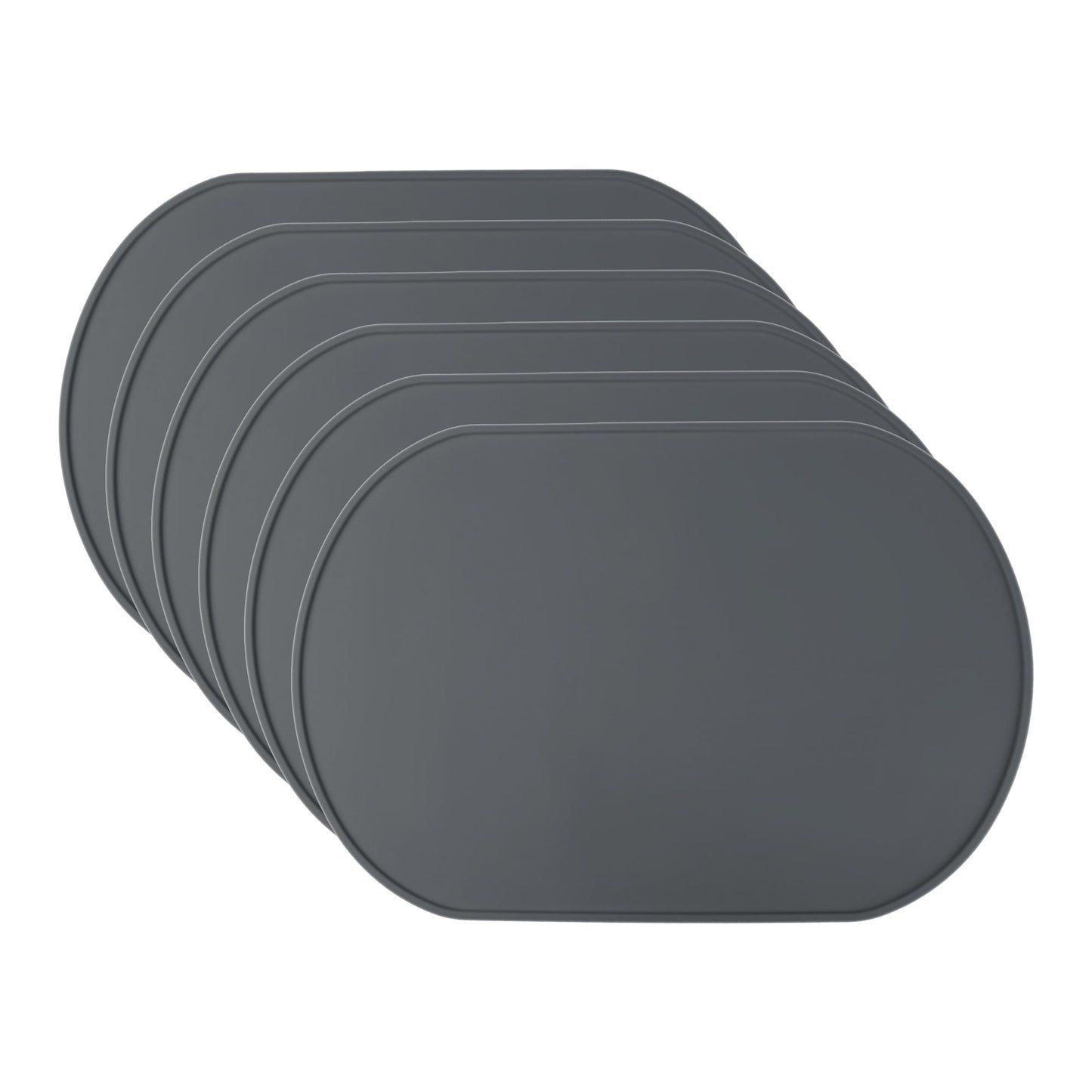 Unique Bargains 6 Pack Silicone Placemats for Kitchen Dining Table Decor Dark Gray 15"x10"