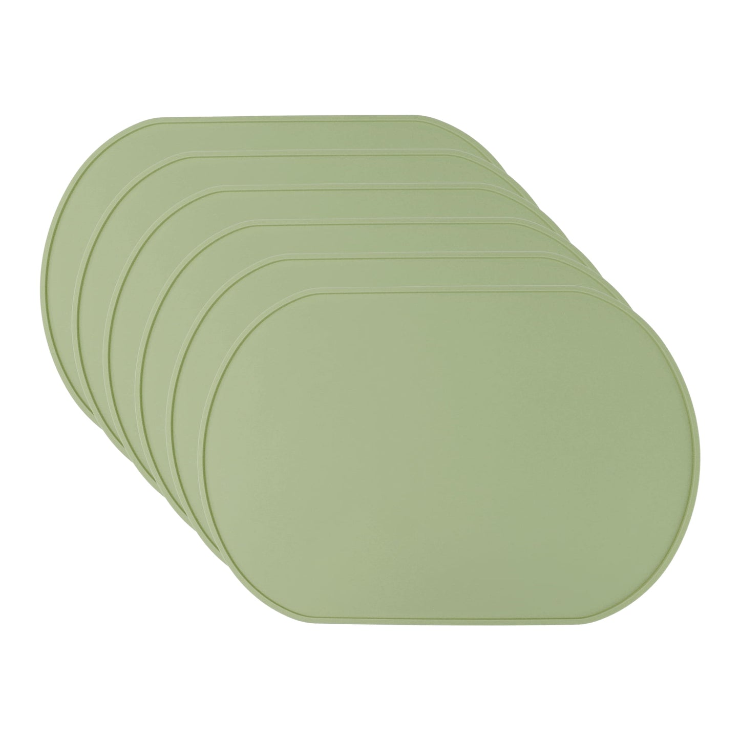 Unique Bargains 6 Pack Silicone Placemats for Kitchen Dining Table Decor Green 15"x10"