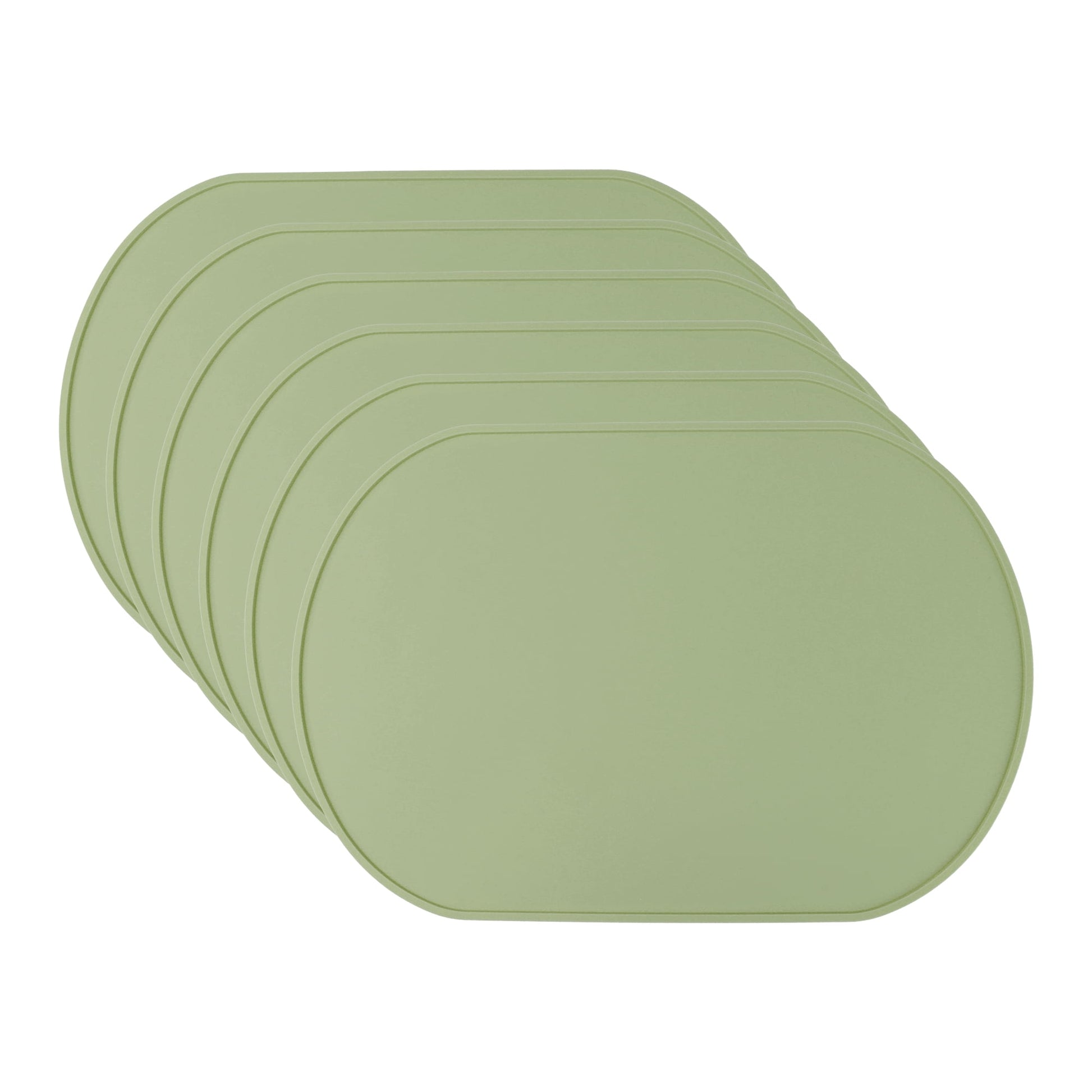Unique Bargains 6 Pack Silicone Placemats for Kitchen Dining Table Decor Green 15"x10"