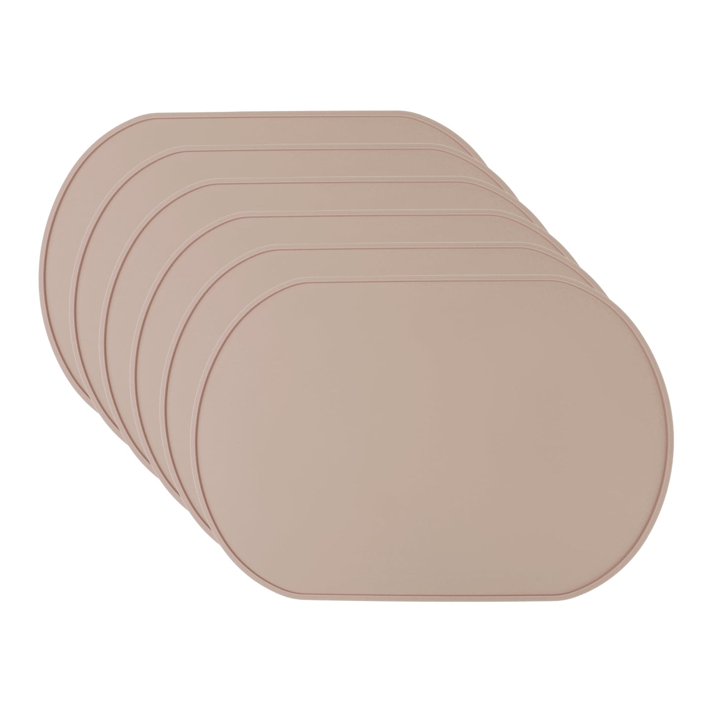Unique Bargains 6 Pack Silicone Placemats for Kitchen Dining Table Decor Light Brown 15"x10"