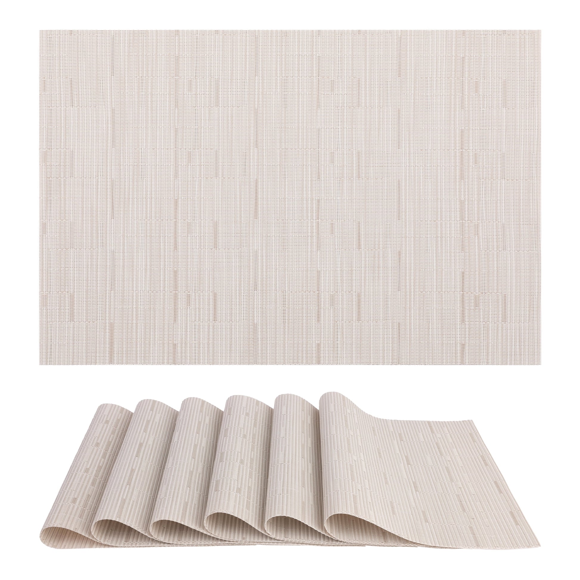 Unique Bargains 6pcs Placemats for Kitchen Dining Table Washable Wipeable Mat Beige
