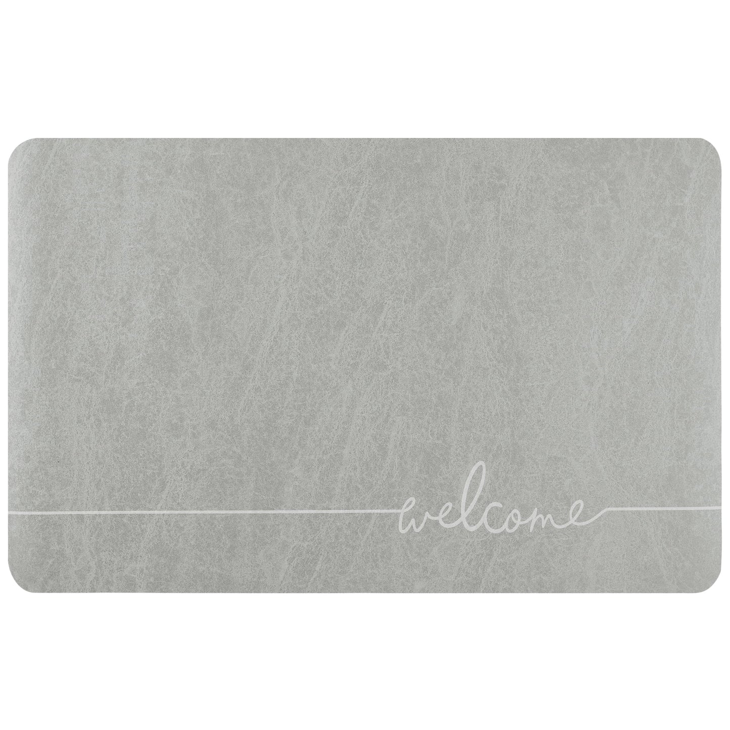 Unique Bargains Absorbent Bath Mat Non-Slip Floor Rug for Bathroom Kitchen Shower Sink Grey Welcome-3 20"x32"