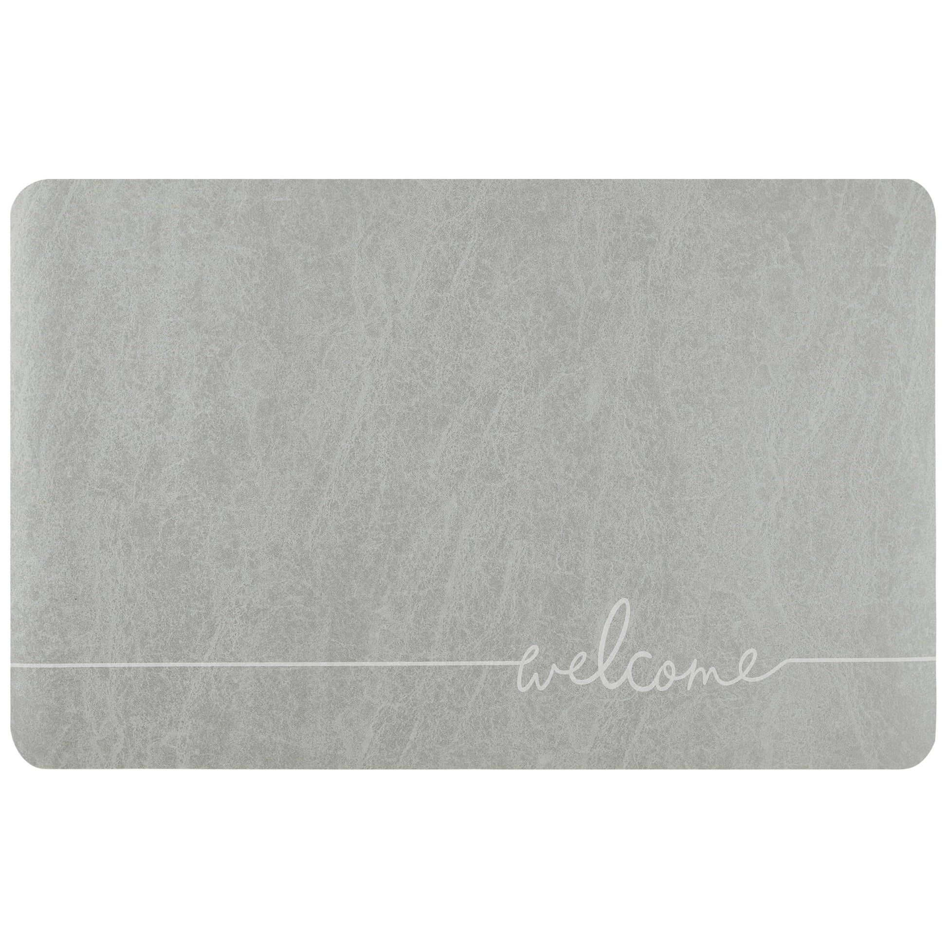 Unique Bargains Absorbent Bath Mat Non-Slip Floor Rug for Bathroom Kitchen Shower Sink Grey Welcome-3 20"x32"