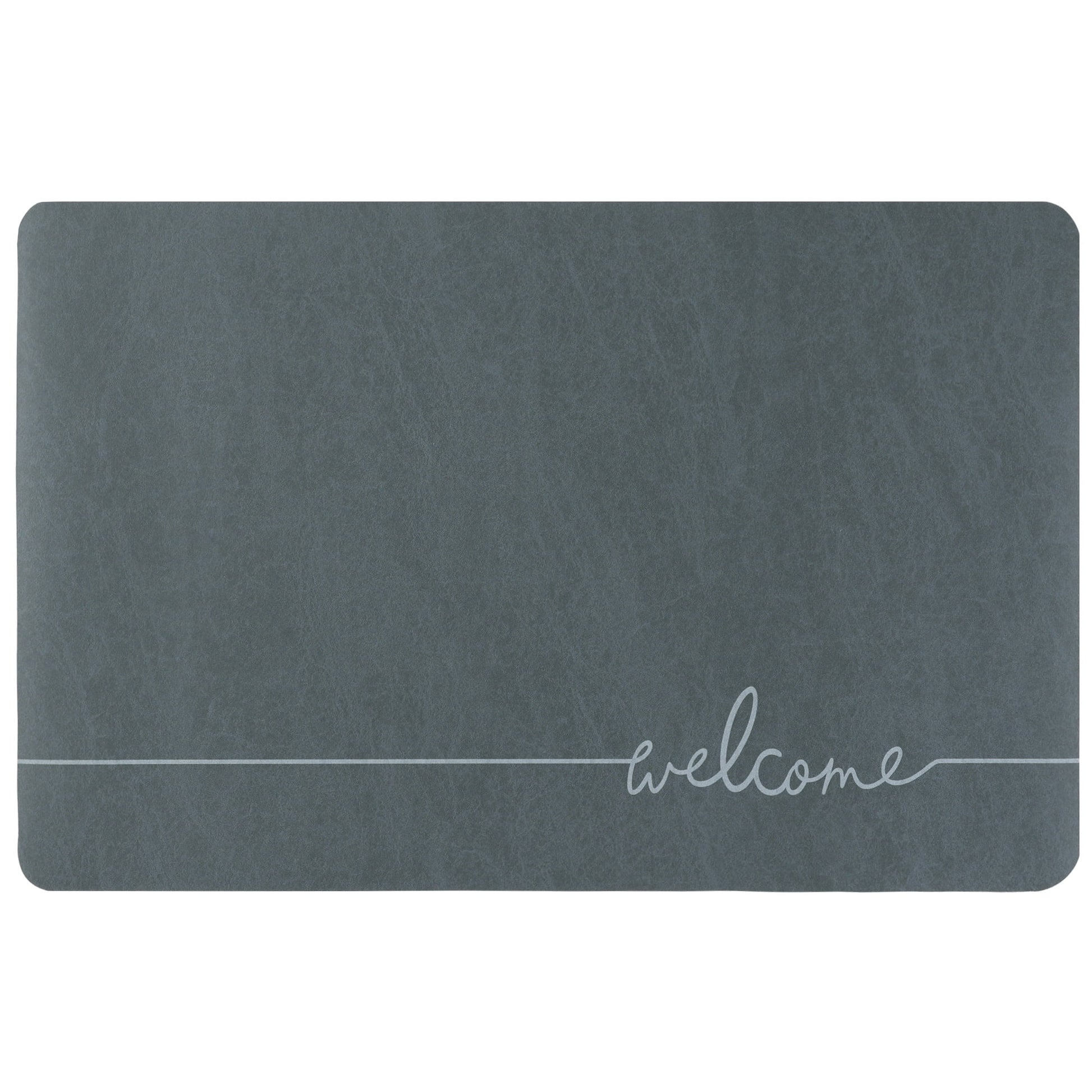 Unique Bargains Absorbent Bath Mat Non-Slip Floor Rug for Bathroom Kitchen Shower Sink Navy Blue Welcome-3 20"x32"