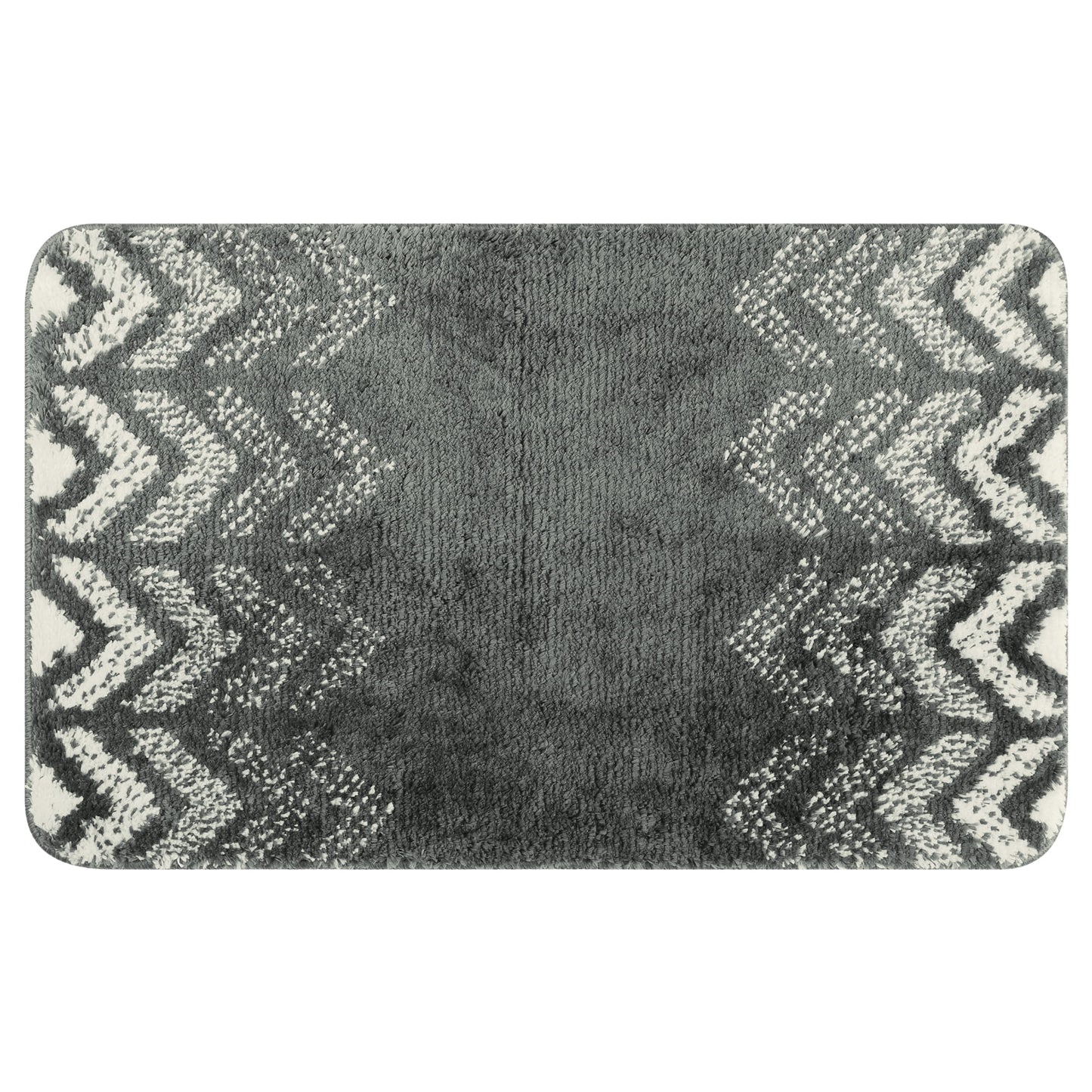 Unique Bargains Absorbent Bath Mat Rug Geometric Patterns Bathroom Mat Non-Slip Carpet Dark Grey 20" x 32"