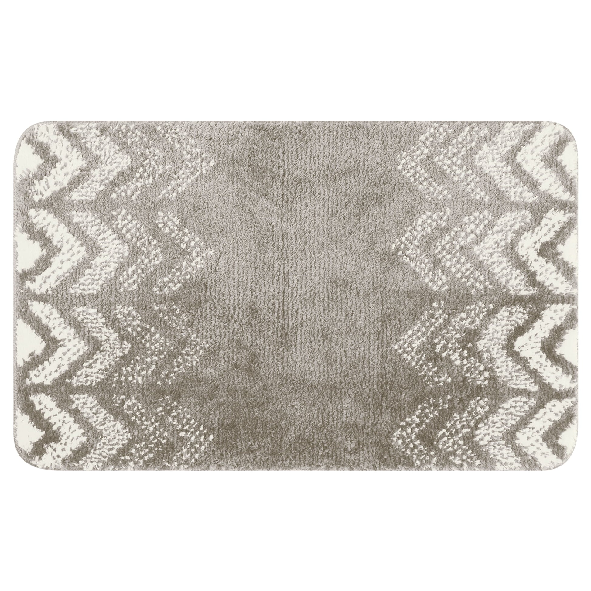 Unique Bargains Absorbent Bath Mat Rug Geometric Patterns Bathroom Mat Non-Slip Carpet Grey 16" x 24"