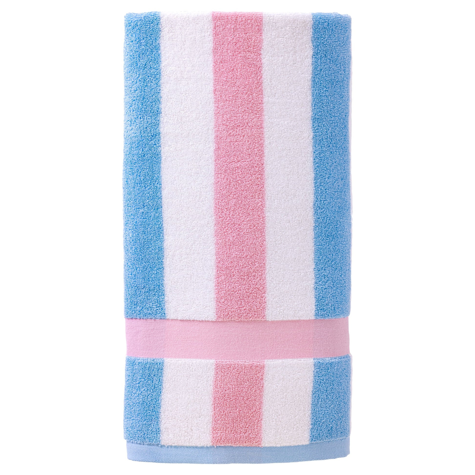 Unique Bargains Absorbent Stripe Ultra Soft Cotton Bath Towel Royal Blue 55" x 28"
