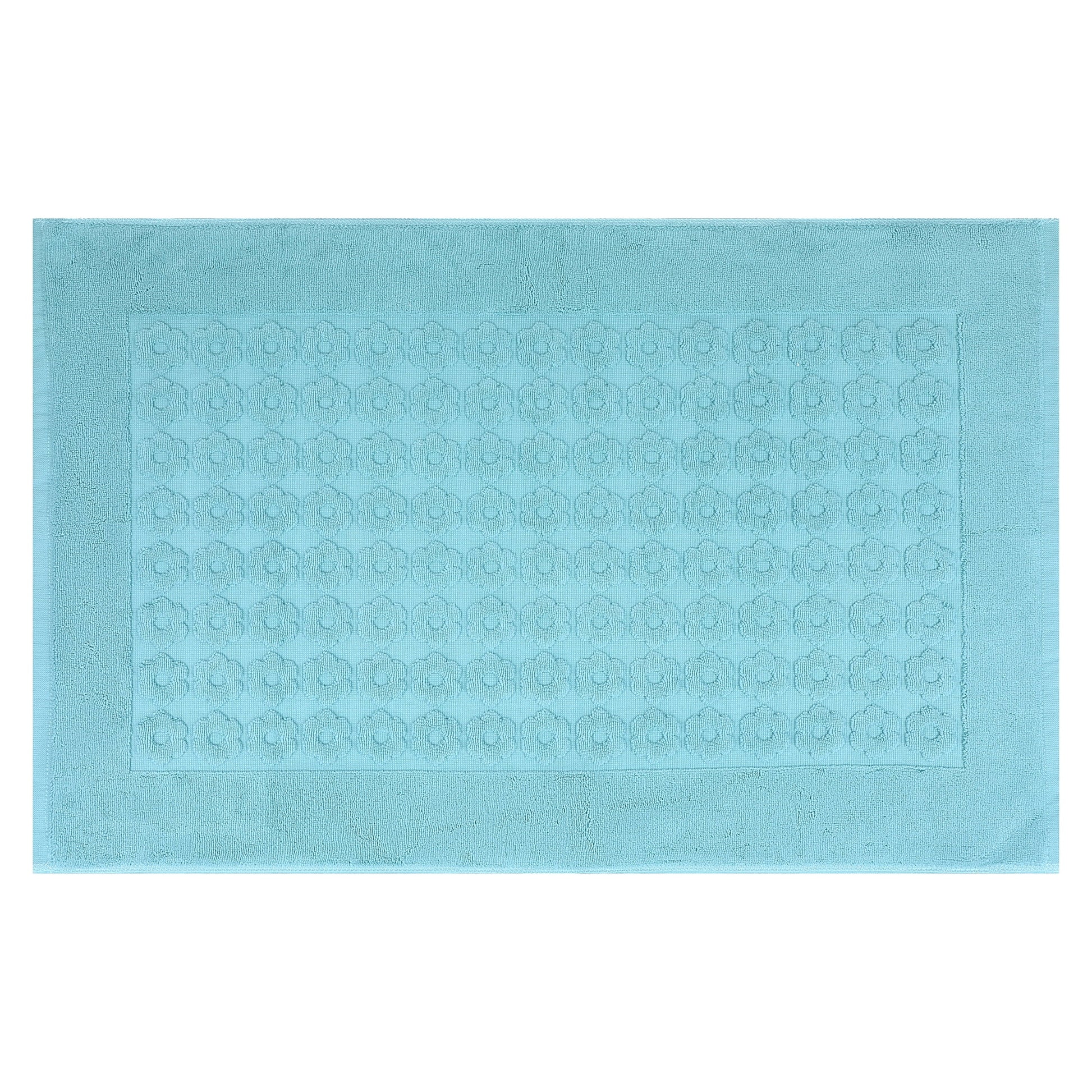 Unique Bargains Bath Rugs Towel Cotton Absorbent Hotel Shower Floor Mat Blue 20" x 32"