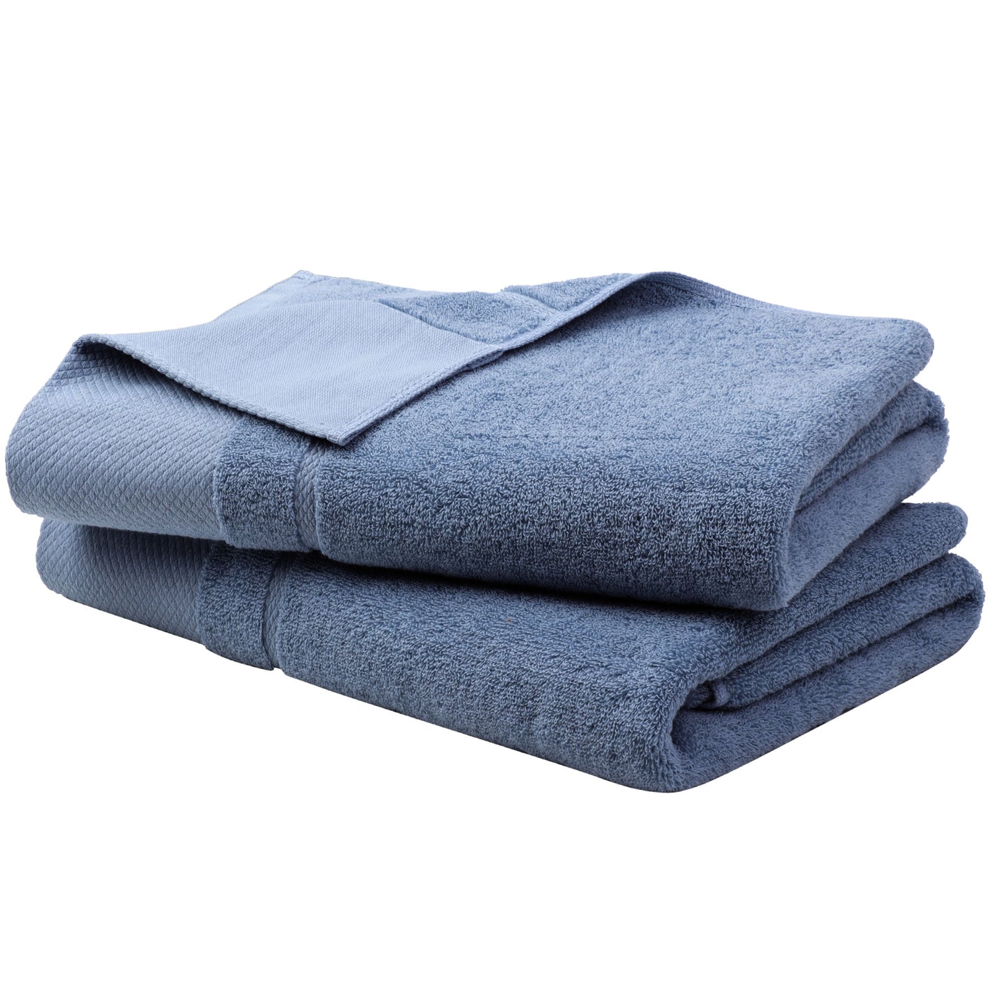 Unique Bargains Bath Towel Set 27" x 54" Soft 100% Combed Cotton 600 GSM Luxury Towels 2 Steel Blue