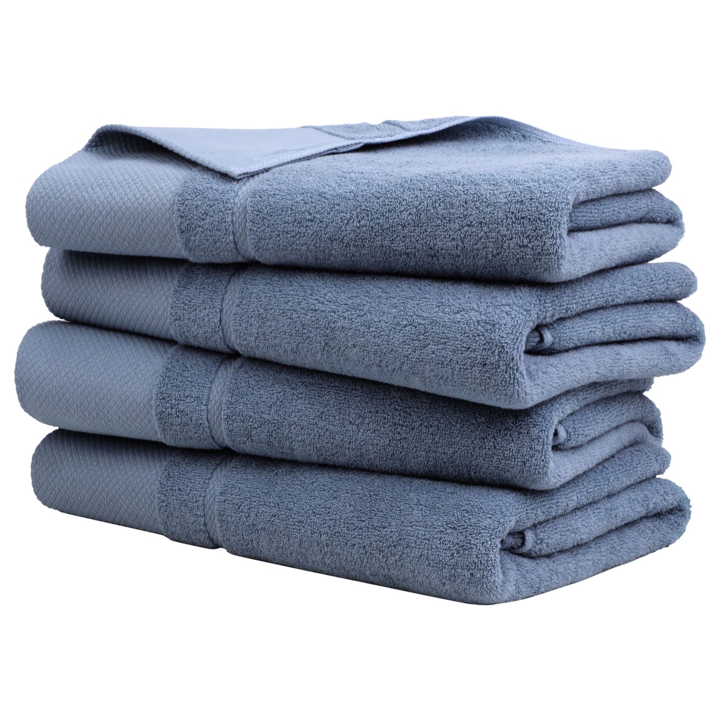 Unique Bargains Bath Towel Set 27" x 54" Soft 100% Combed Cotton 600 GSM Luxury Towels 4 Steel Blue