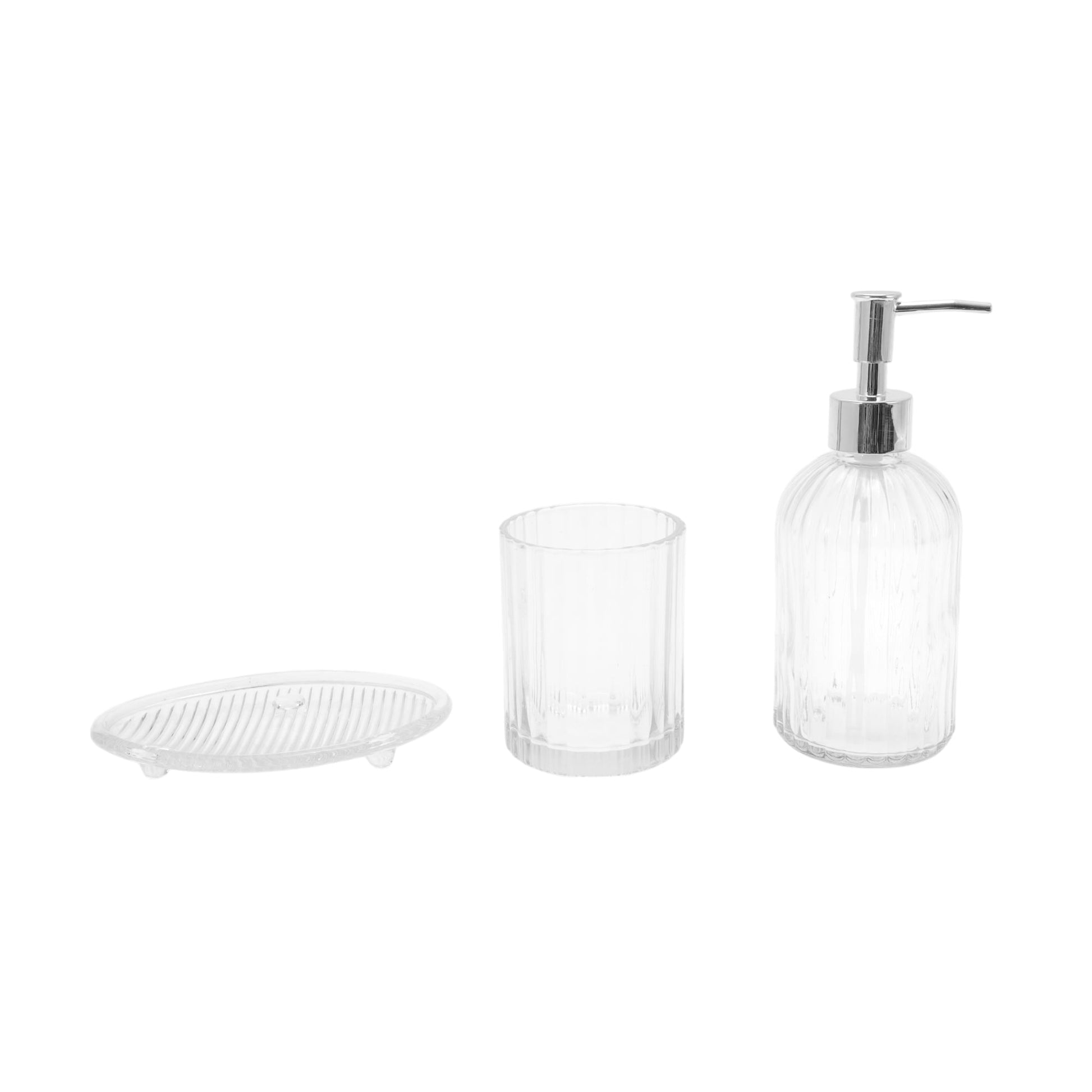 Unique Bargains Bathroom Accessories Kit 3Pcs Clear