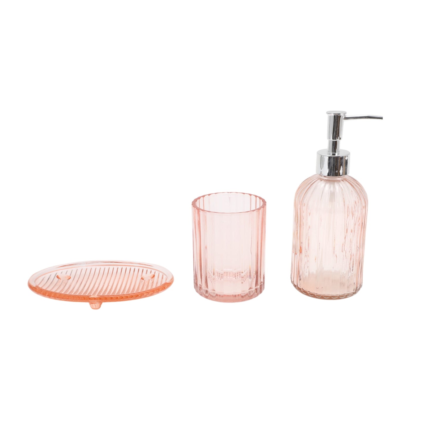 Unique Bargains Bathroom Accessories Kit 3Pcs Pink