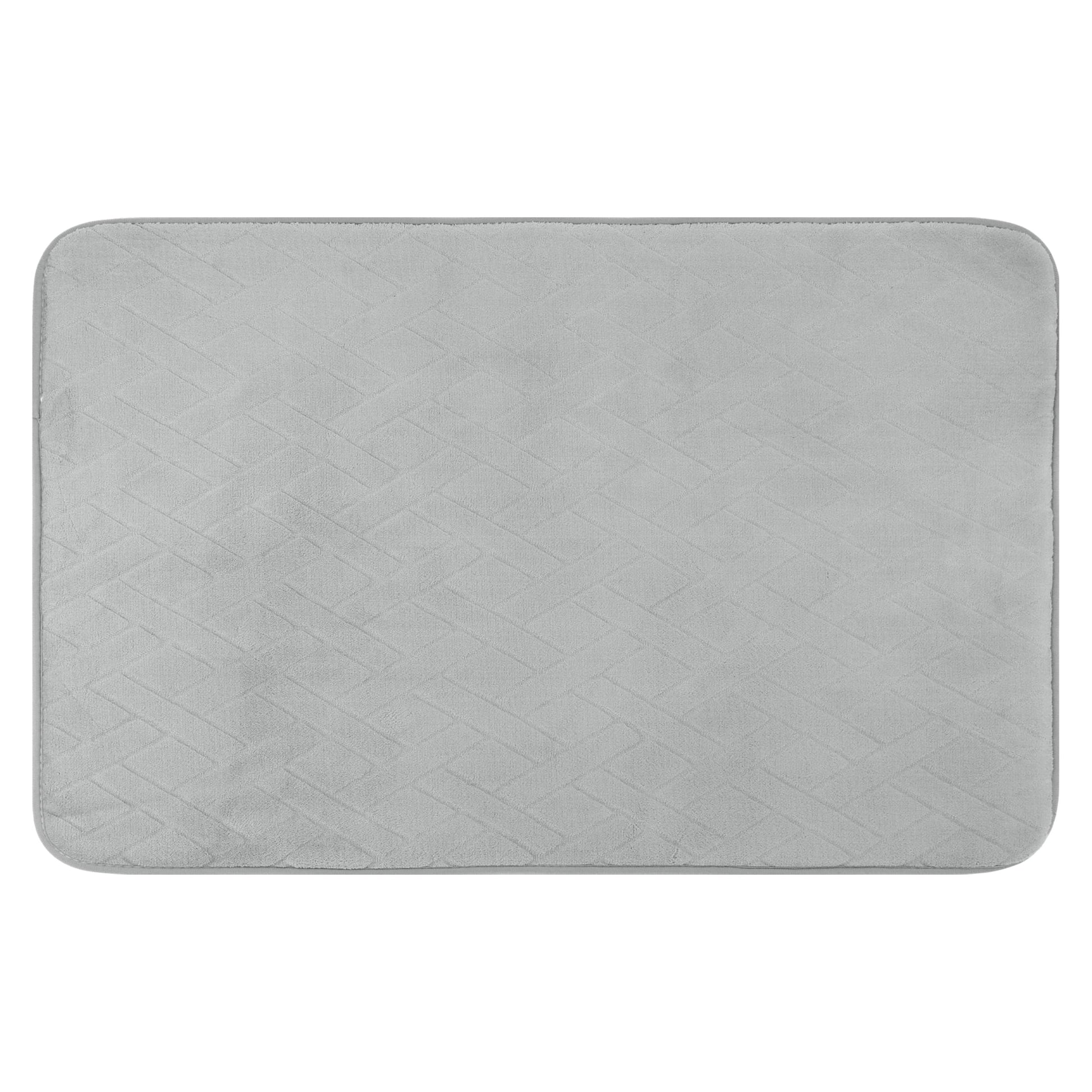 Unique Bargains Bathroom Mat Memory Foam Non-Slip Bath Rugs Grey 20" x 32"